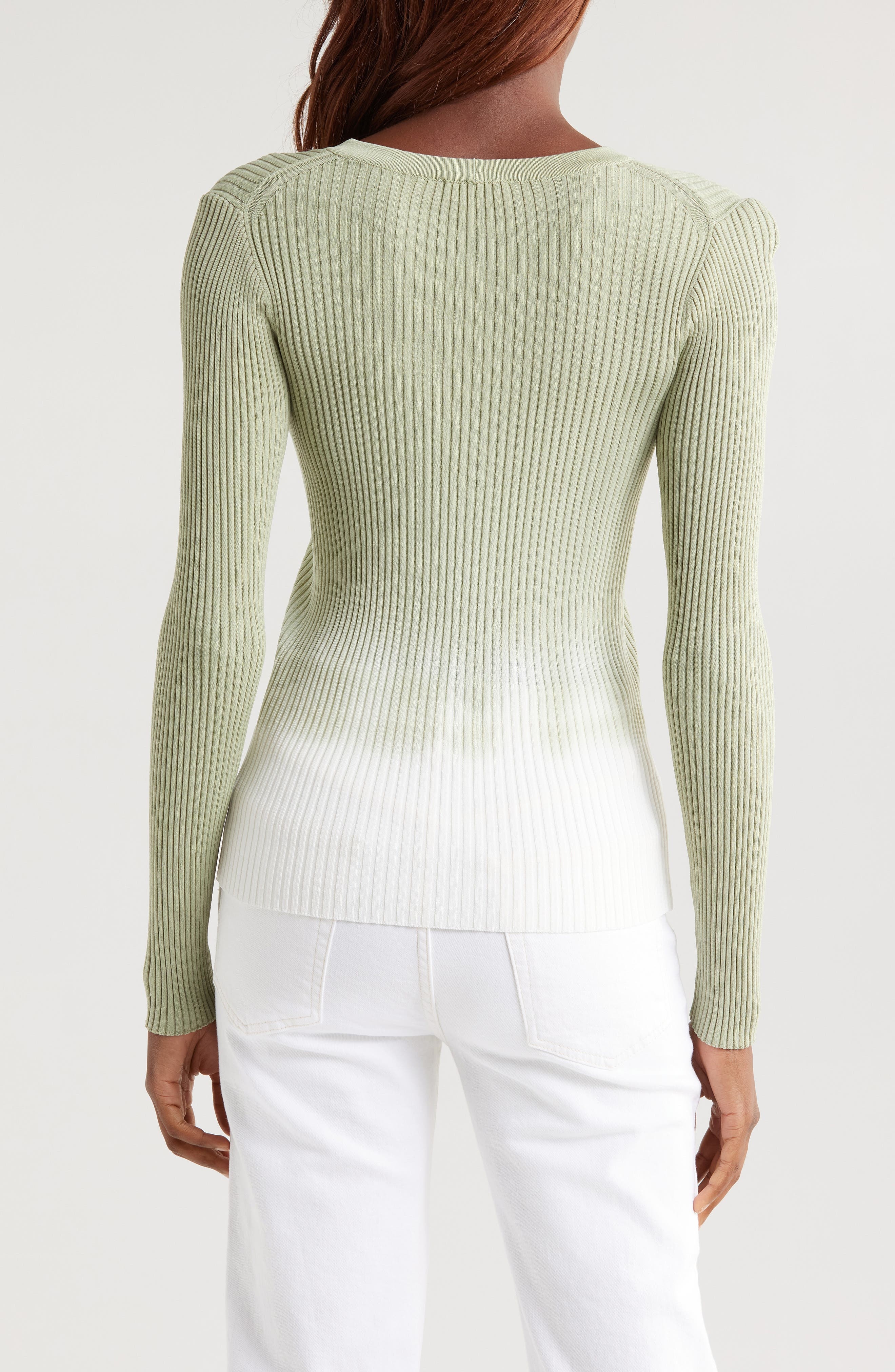 STAUD Ombré Rib Cardigan in Jade Drift Tie Dye at Nordstrom - 2