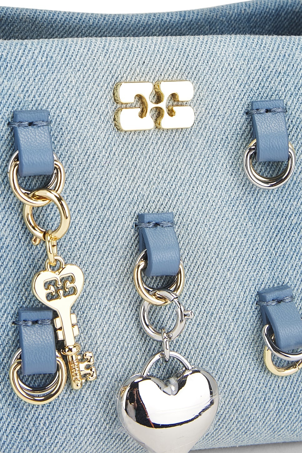 Washed Denim Charms Bou Mini Bag - 7