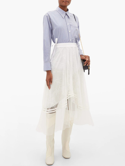 Chloé Asymmetric Chantilly-lace and silk-crepe skirt outlook