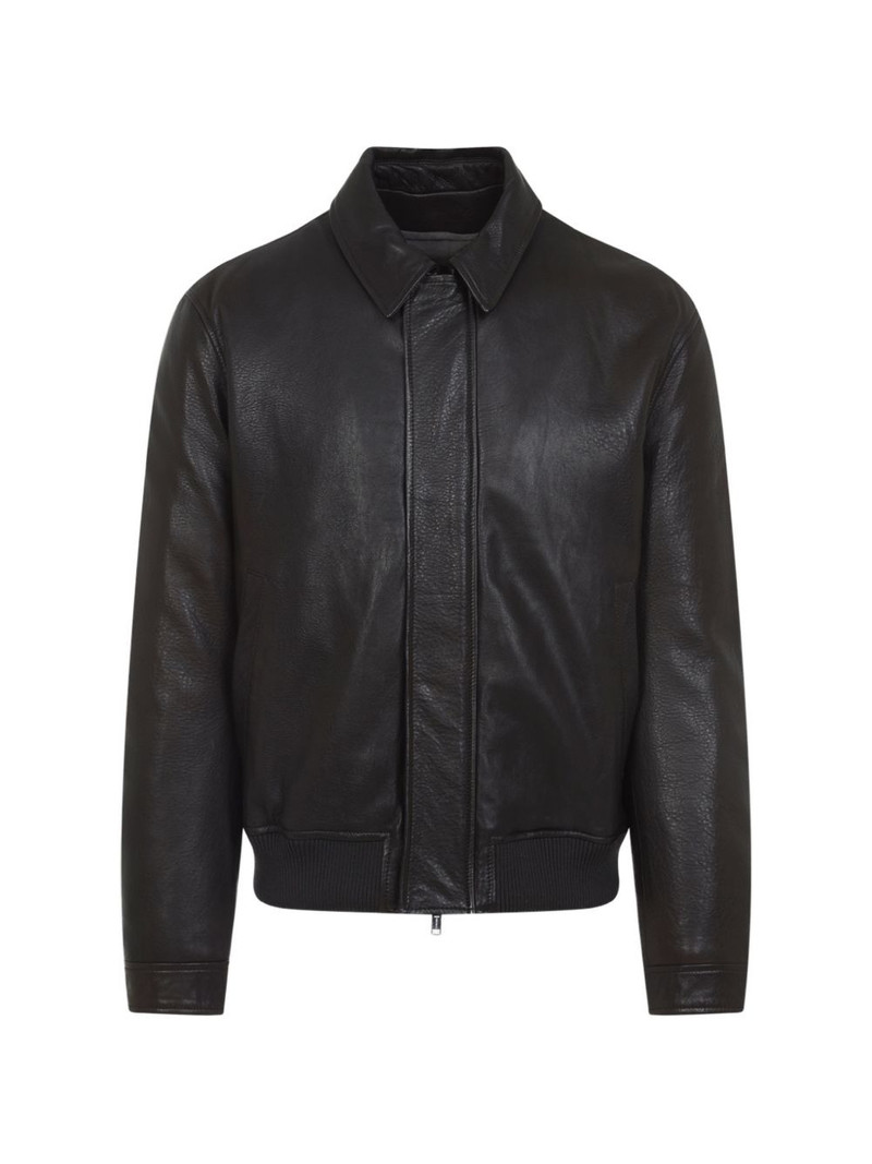 collared lamb skin jacket 1