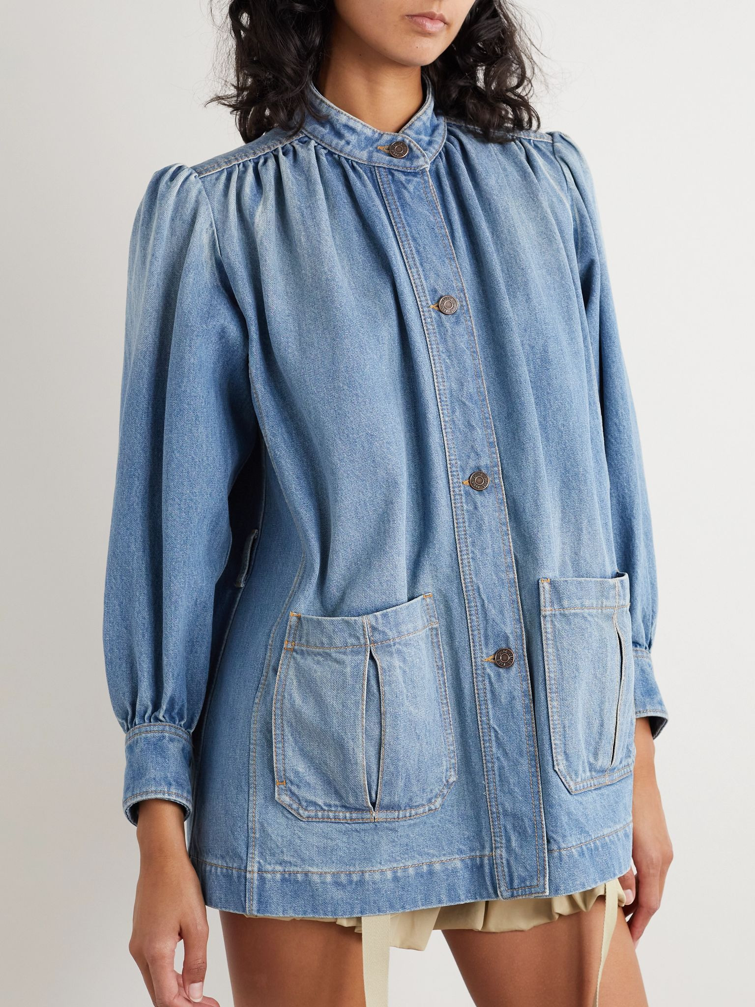 Gathered denim jacket Blue - 3