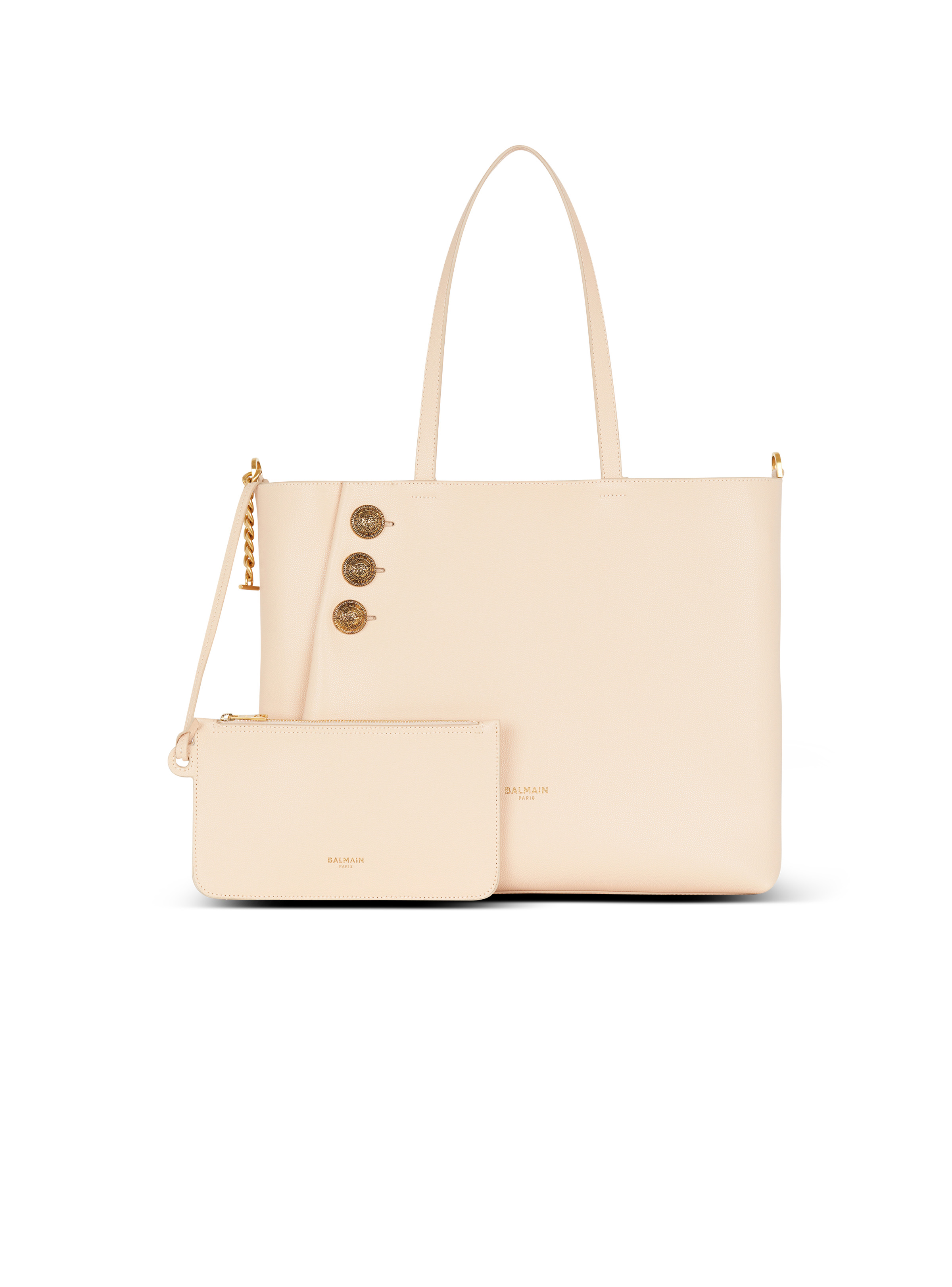 【送料&関税込】Balmain emblema Tote Bag Balmain Embleme Shopper Tote Bag in Grained Leather | Neiman
