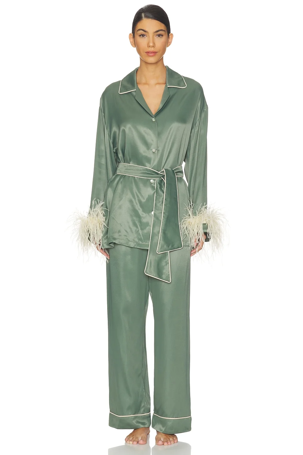 Miss Cat Belted Set With Detachable Feathers - 1