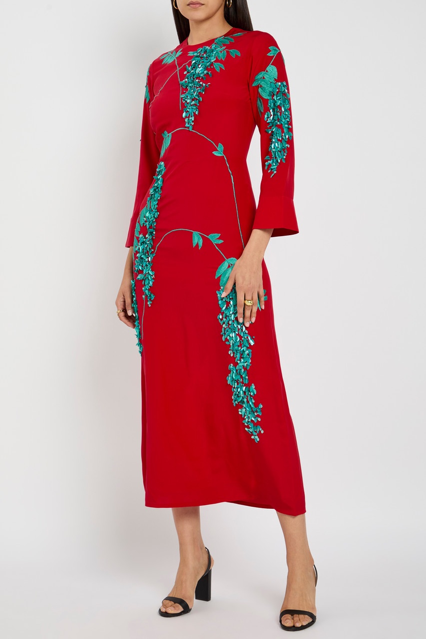 Bernadette Harry Embroidered Silk Maxi Dress - 4