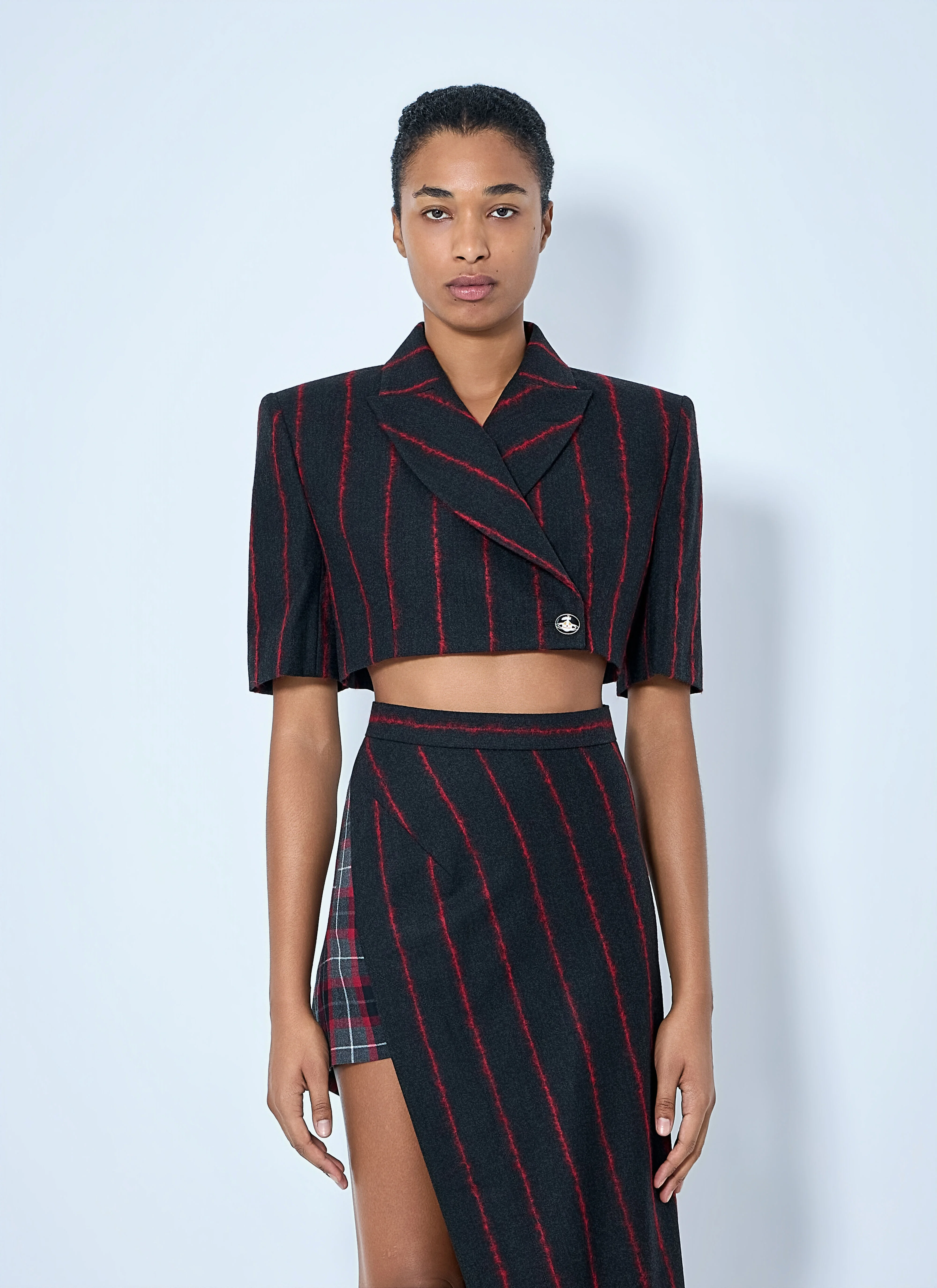 Cut Off One Button Blazer - 1