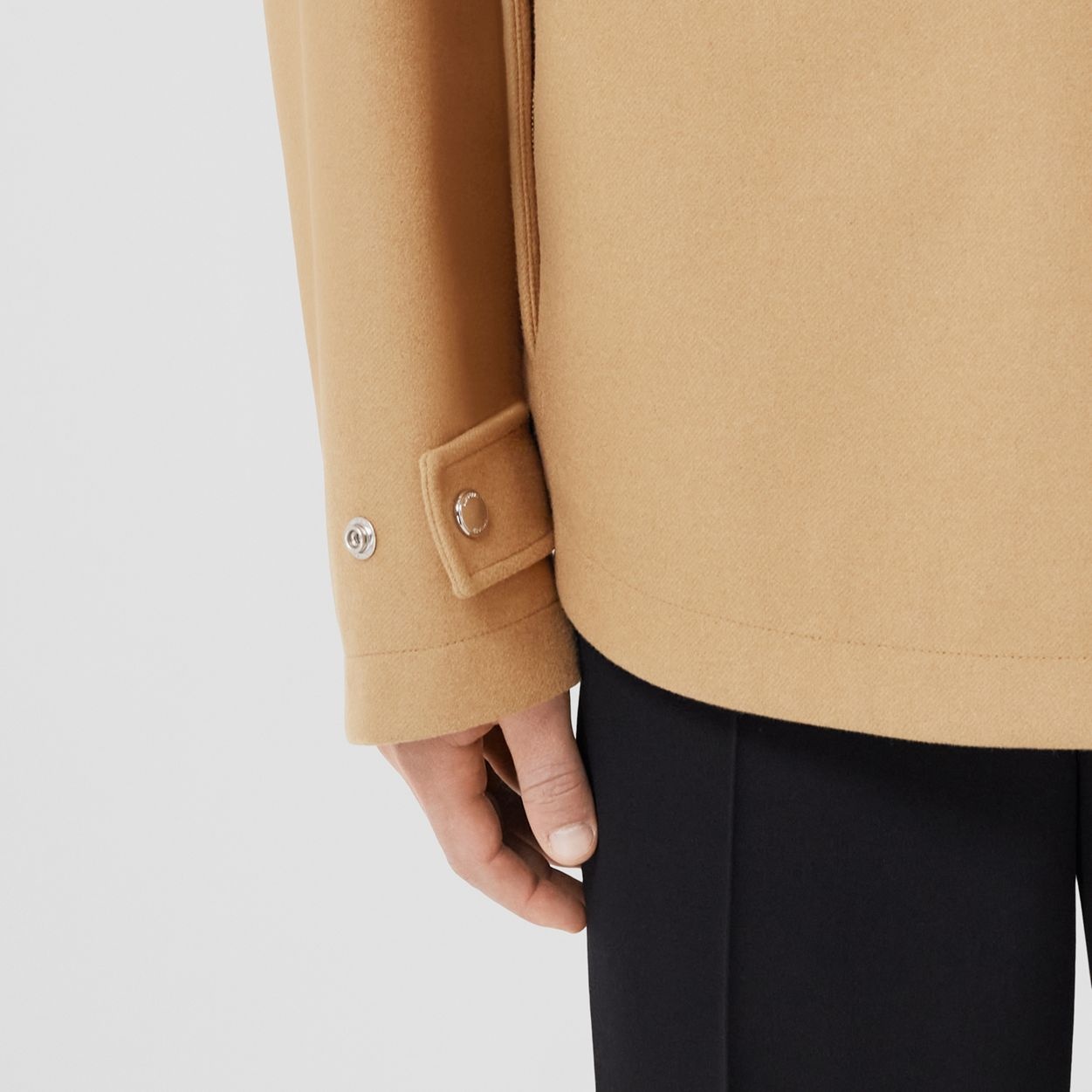 Logo Detail Wool Cashmere Oversized Jacket - 5