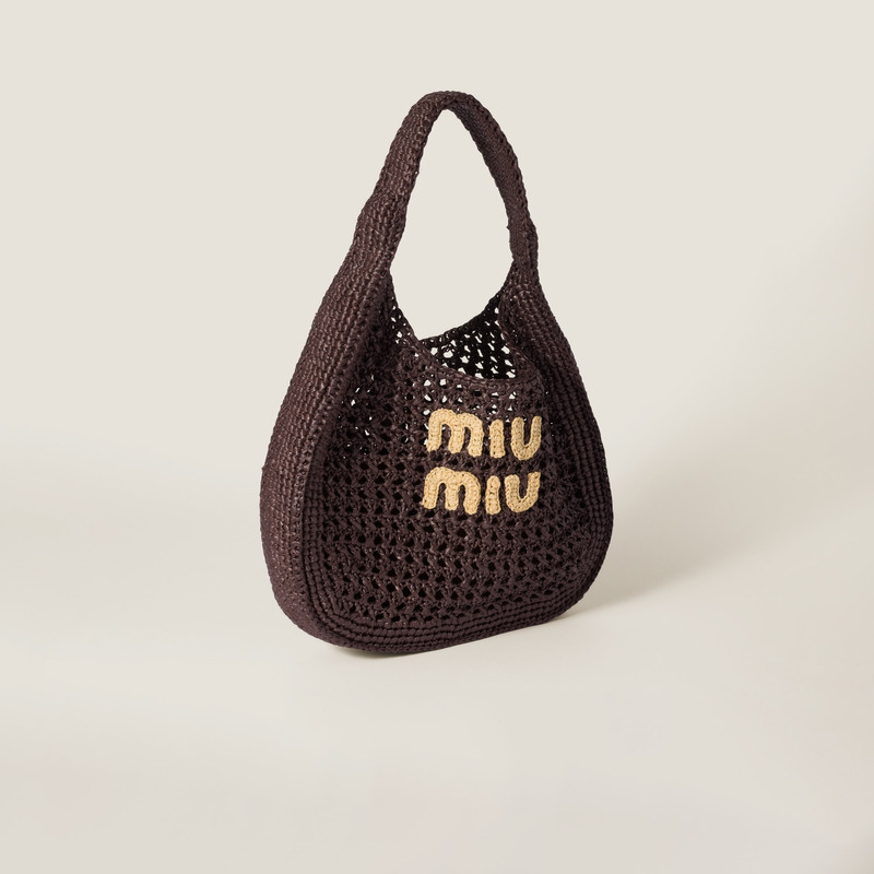 Miu Miu Raffia-effect woven hobo bag outlook