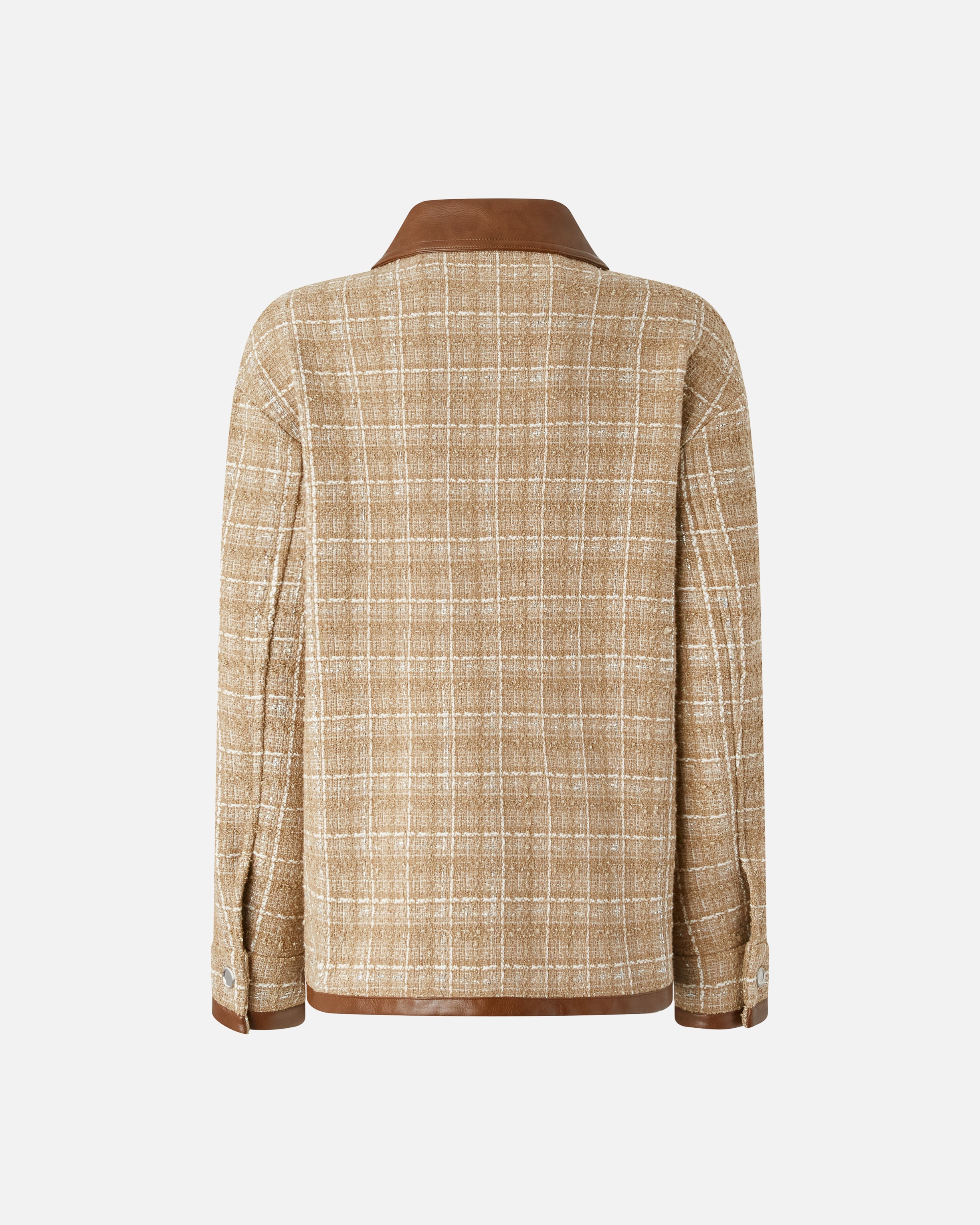 TWEED MINISKIRT WITH LEATHERETTE PROFILES AND ZIP - 6