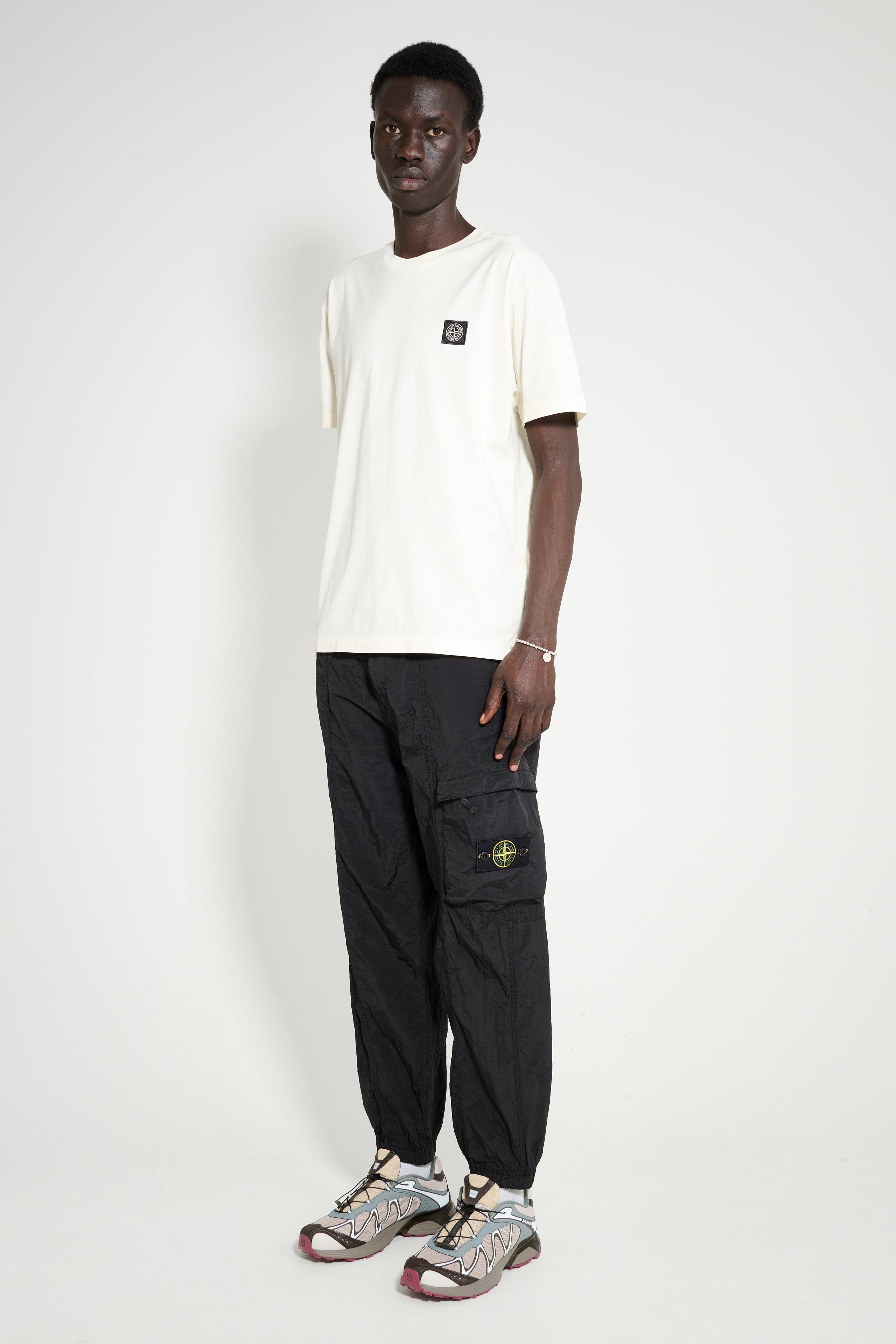 STONE ISLAND NYLON CARGO PANTS BLACK - 6