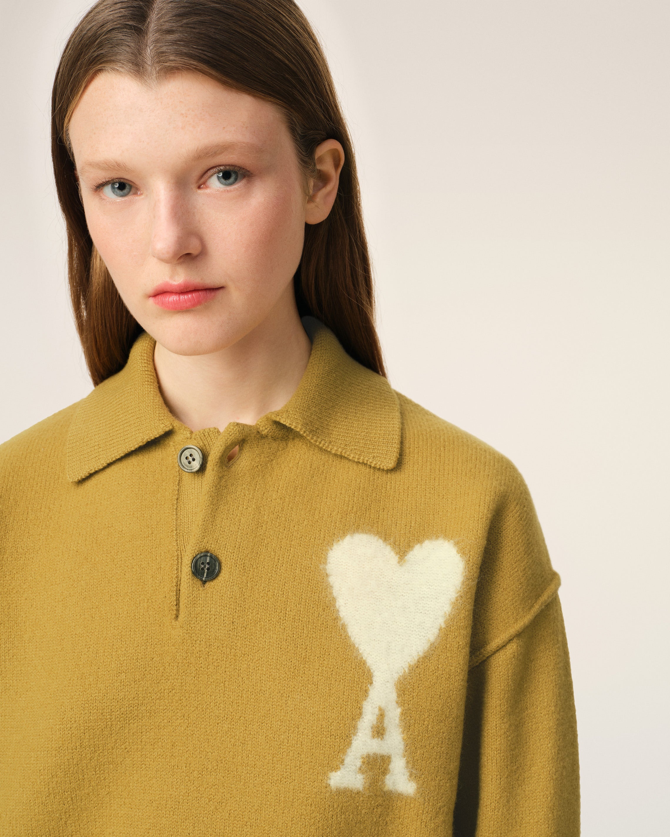 MUSTARD WOOL AMI DE COEUR POLO - 4