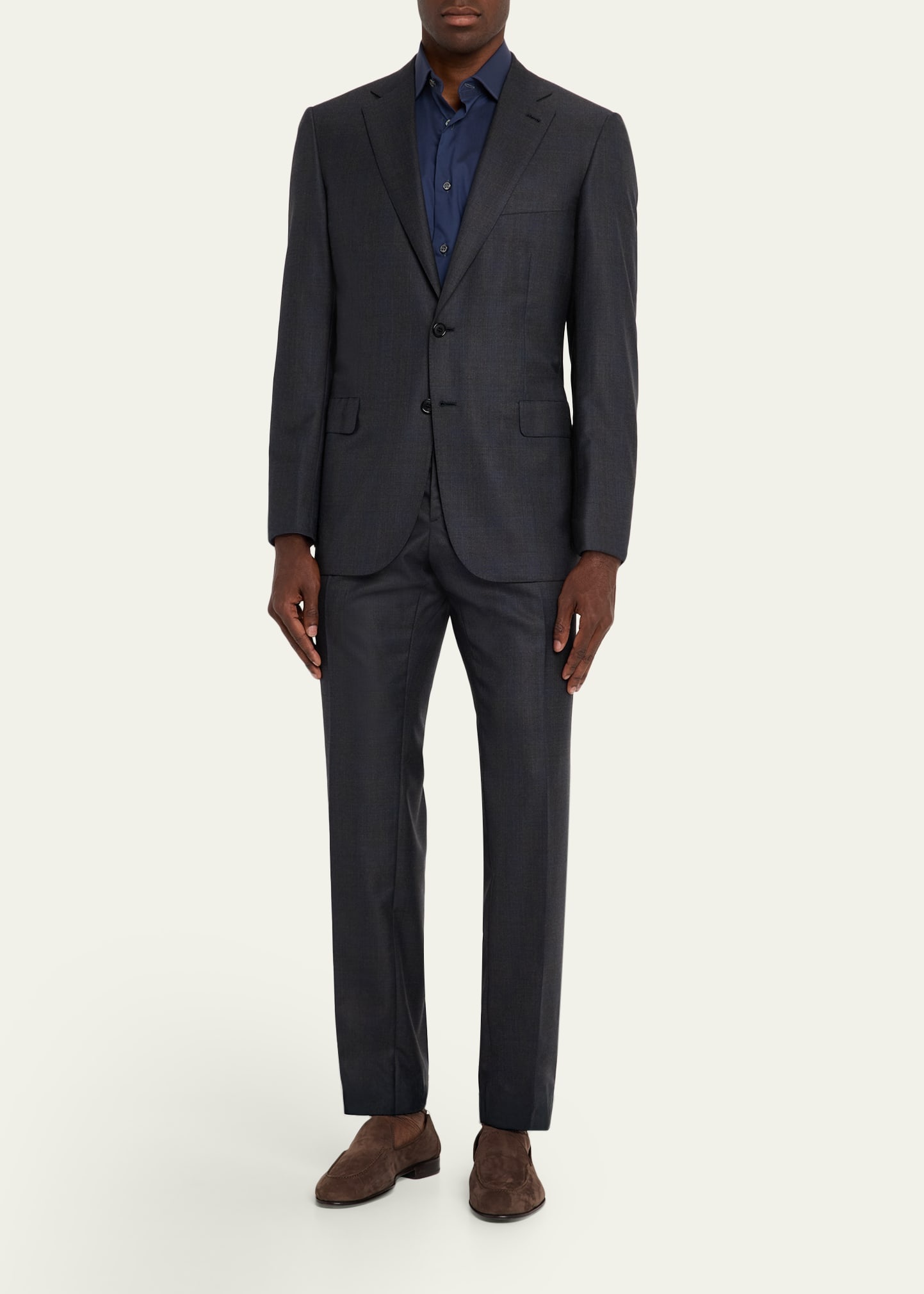 Men's Wool and Silk Tonal Check Two-Piece Suit - 2