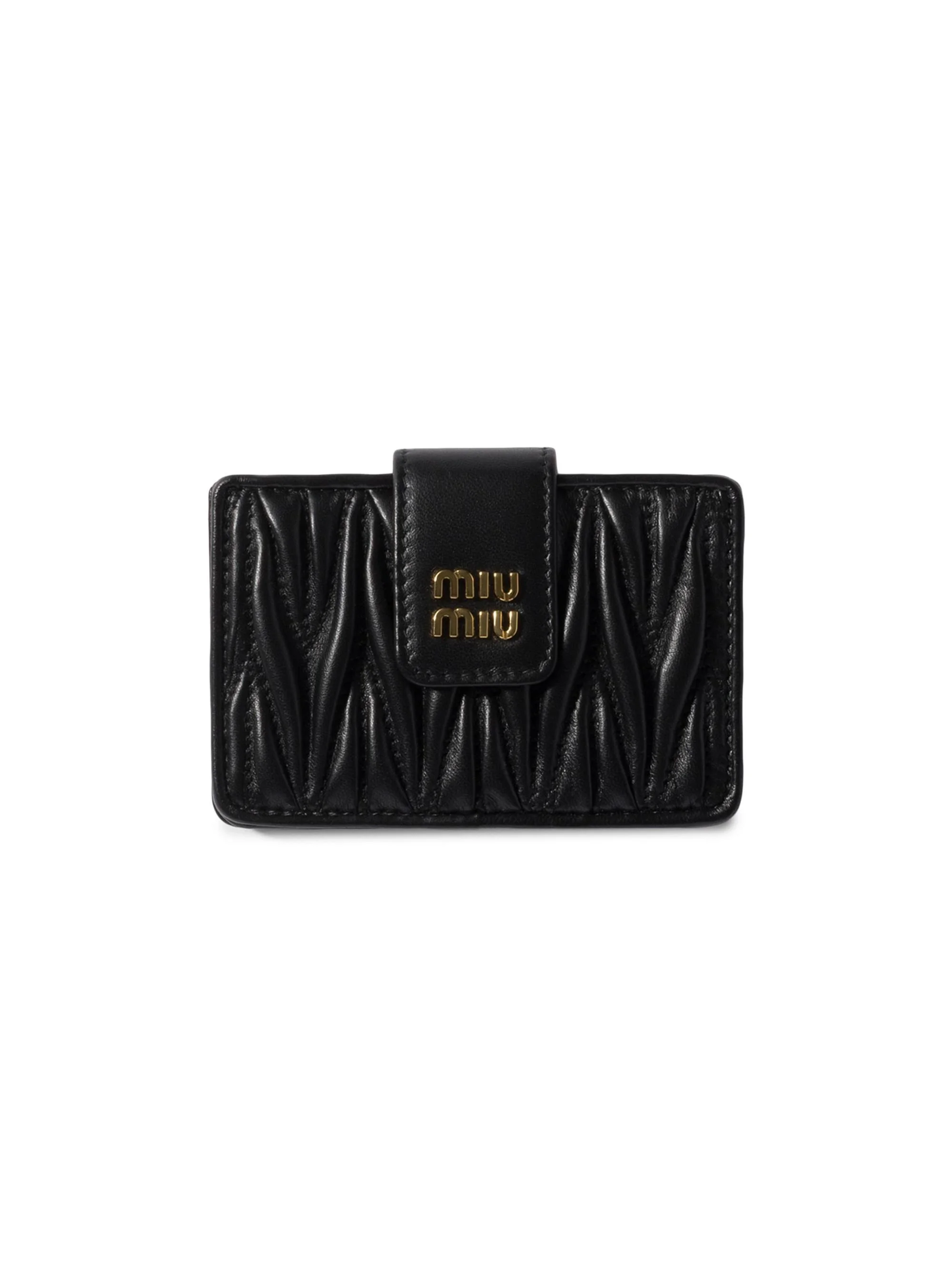 Women's Matelassé Nappa Leather Card Holder - Black - 1