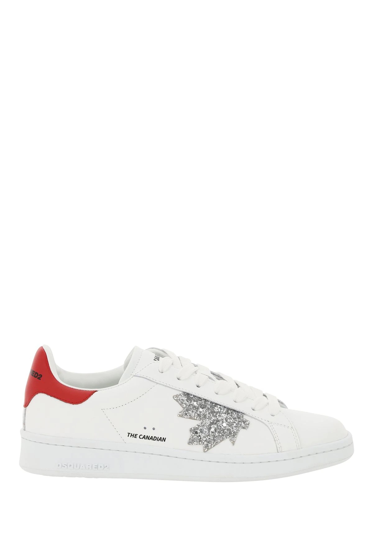 LEATHER SNEAKERS WITH GLITTERED D2 LEAF - 1