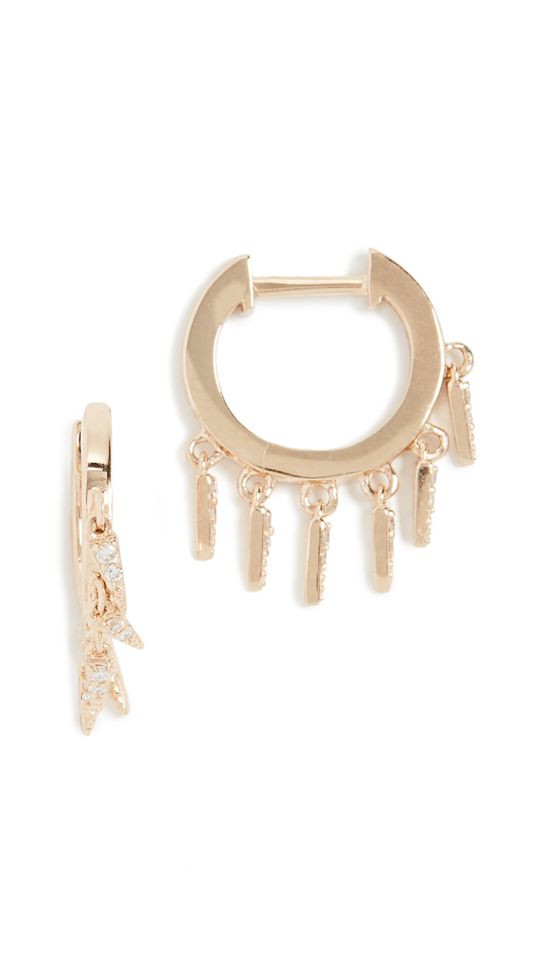 14k Gold Small Pave Fringe Huggies - 4