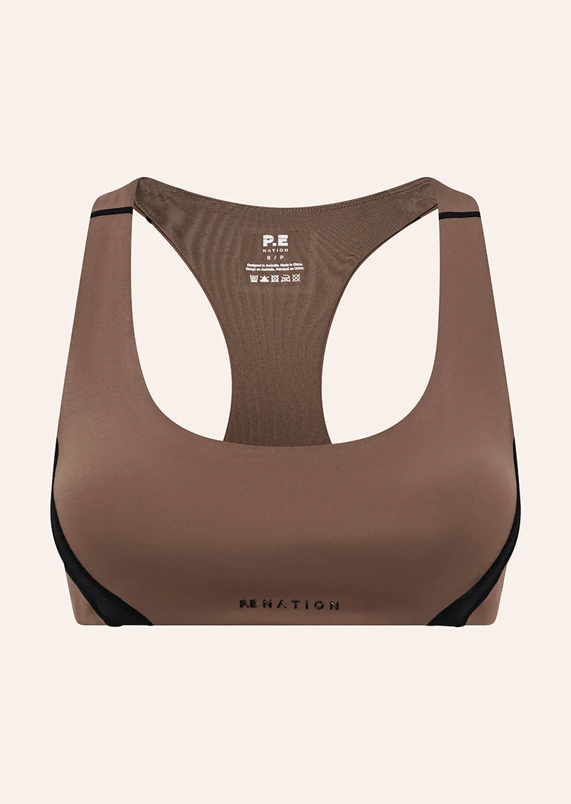 OFFSIDE SPORTS BRA IN MOCHA & BLACK - 1