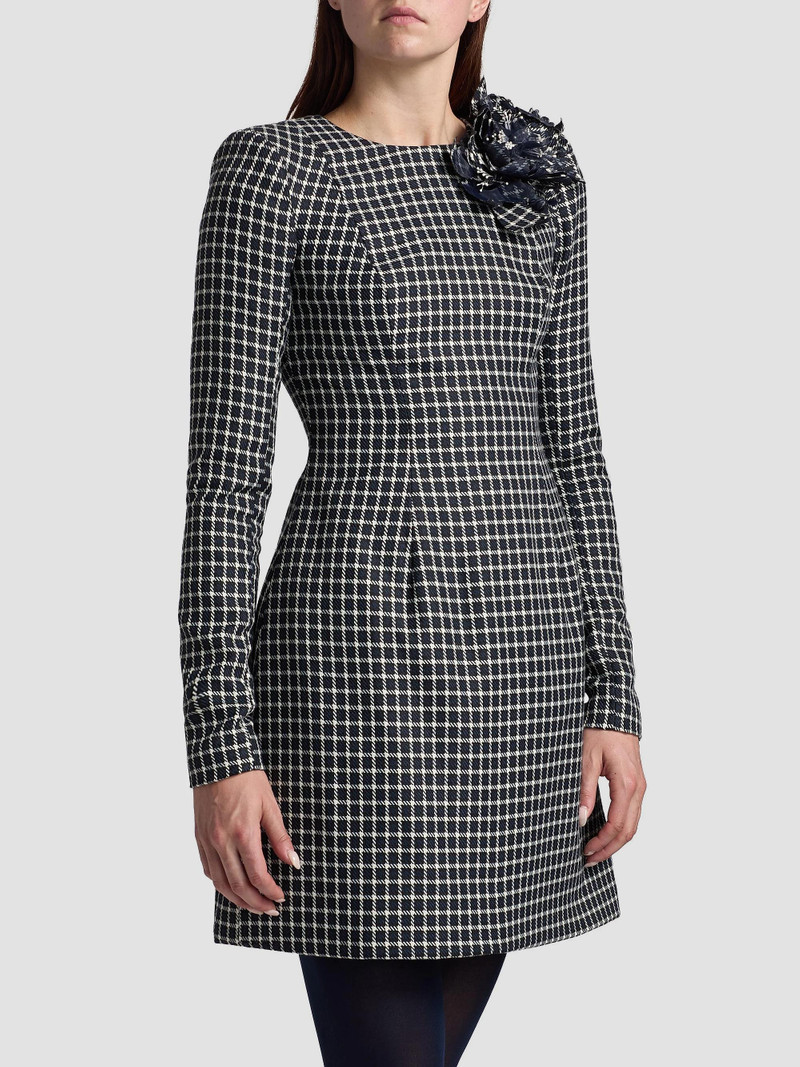 Women's Plaid Fitted Minidress - Navy Ivory 4