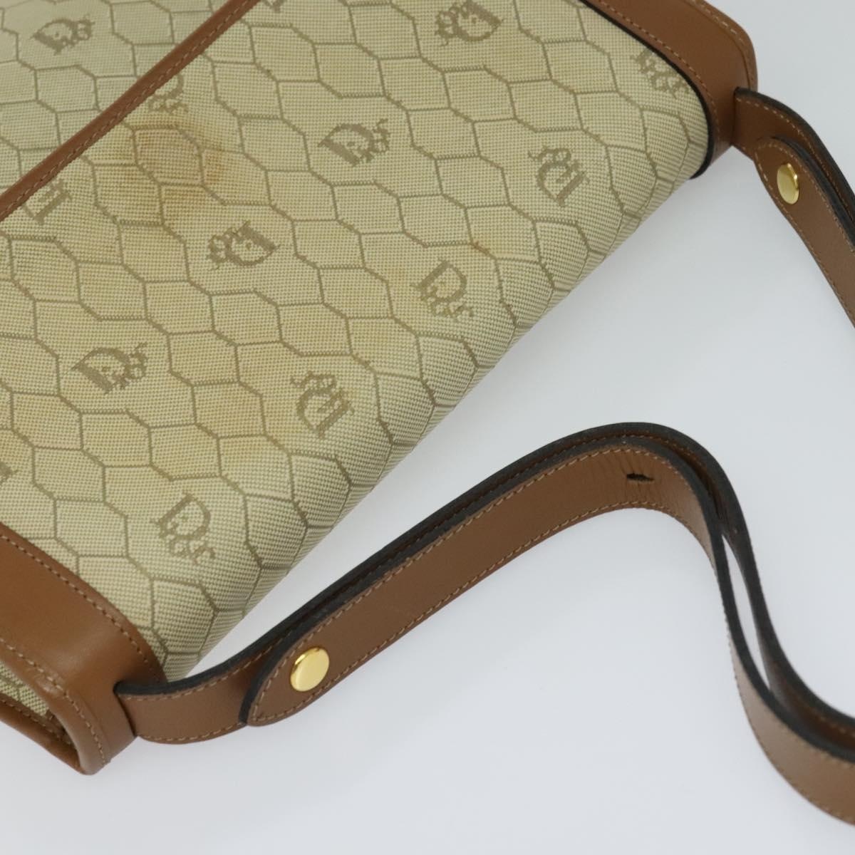 DIOR Honeycomb Canvas Hand Bag Leather Beige - 6