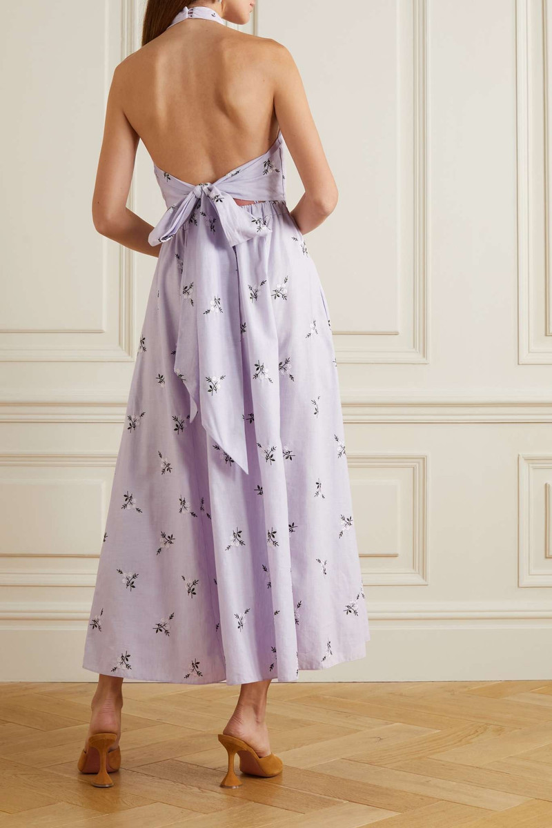 Erdem Selene embroidered cotton and linen-blend halterneck midi dress -  CR23_21694LECL SELENE DRESS | REVERSIBLE