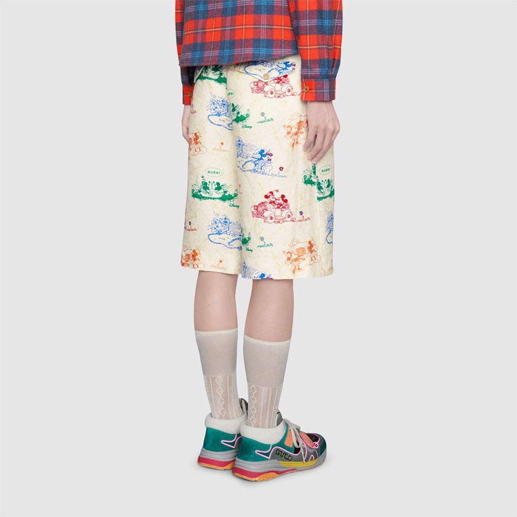 Gucci x Disney Joint Printed Linen Shorts For Men White 604046-ZADJZ-9701 - 4