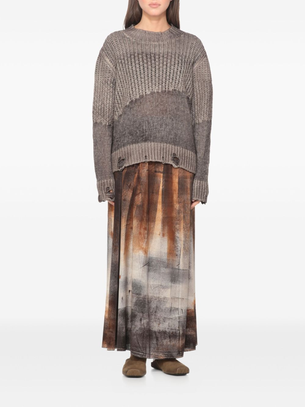 ribbed distressed cashmere-silk blend sweater - 2