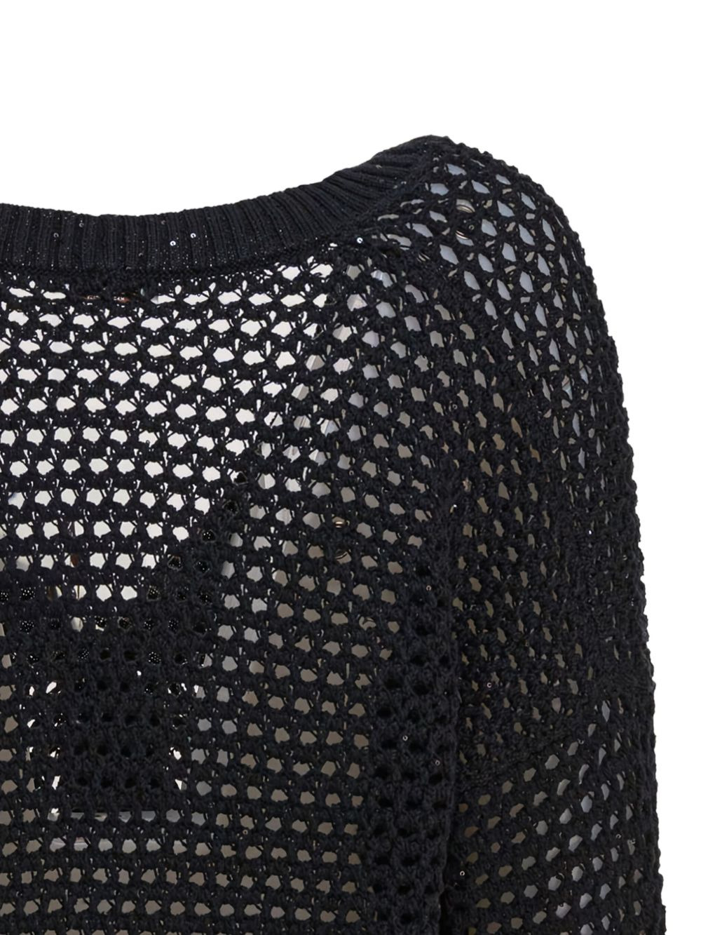 sequin-embellished open-knit cardigan - 3