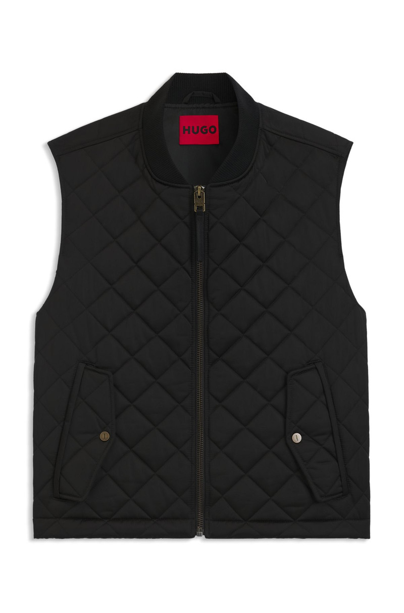 WATER-REPELLENT GILET IN QUILTED SATIN WITH LOGO PLAQUE 1