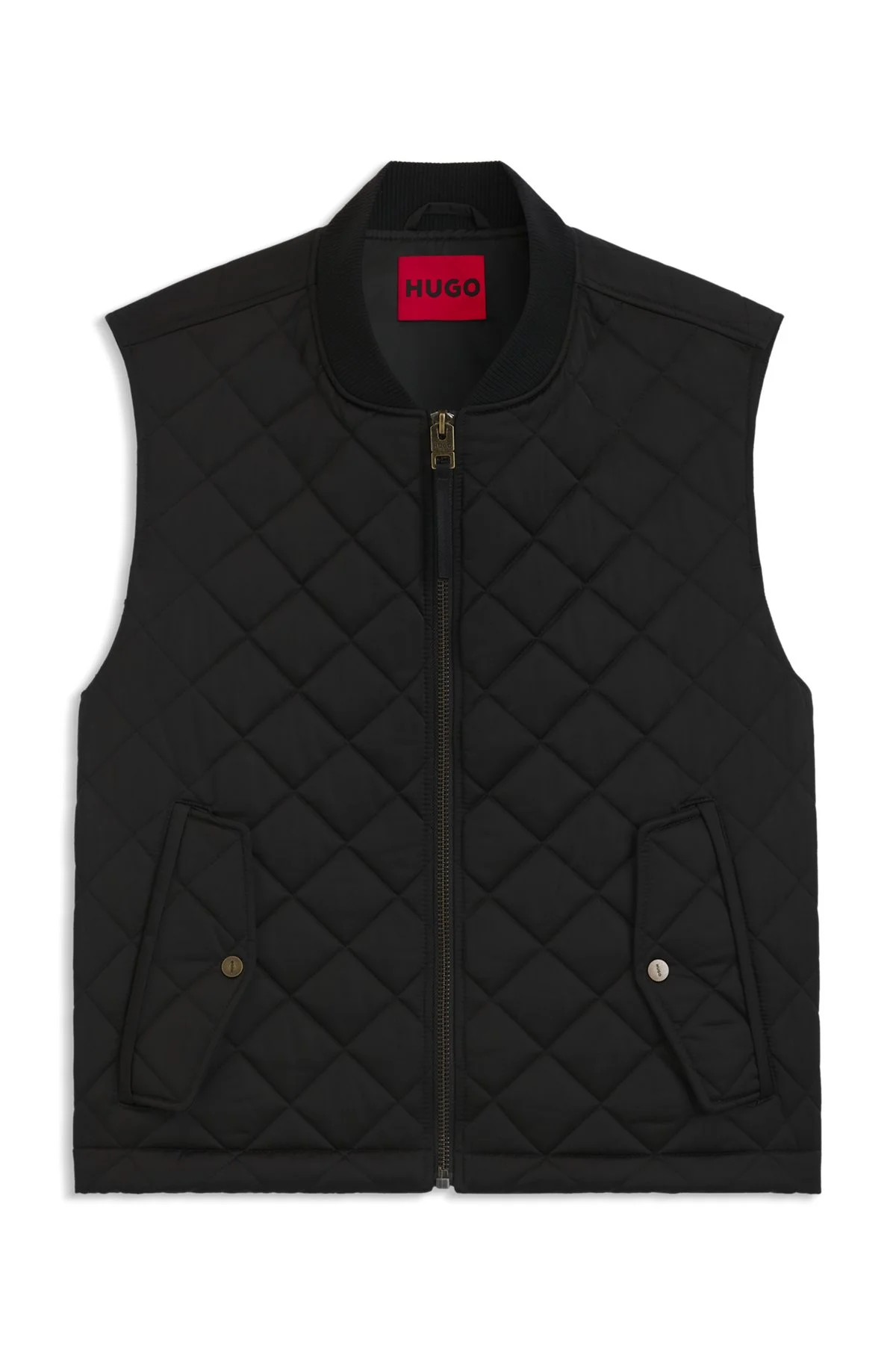 WATER-REPELLENT GILET IN QUILTED SATIN WITH LOGO PLAQUE - 1