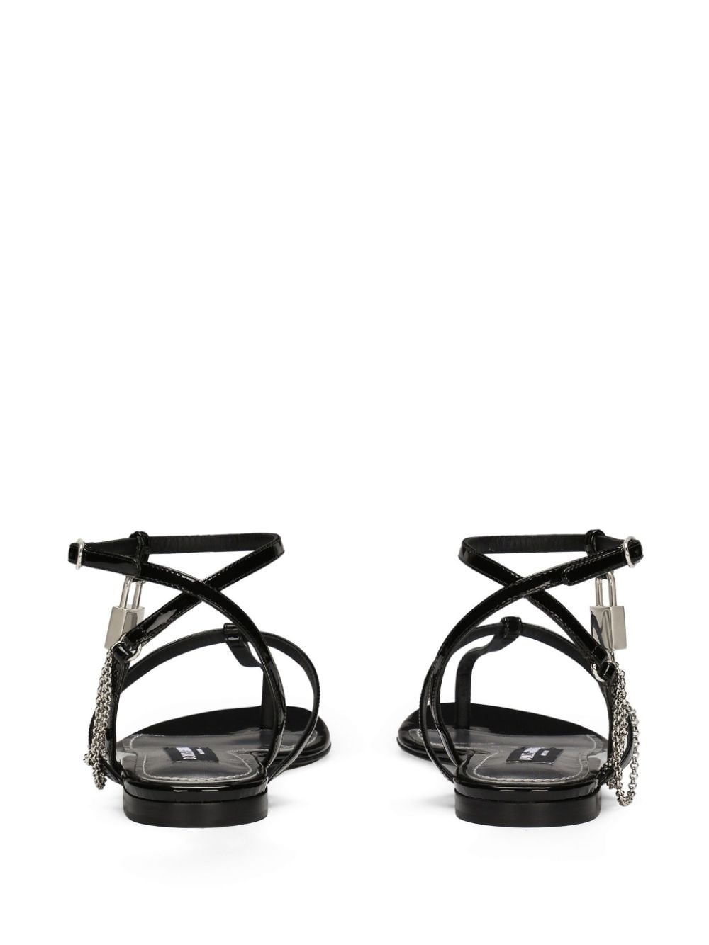 padlock patent-leather flat sandals - 3