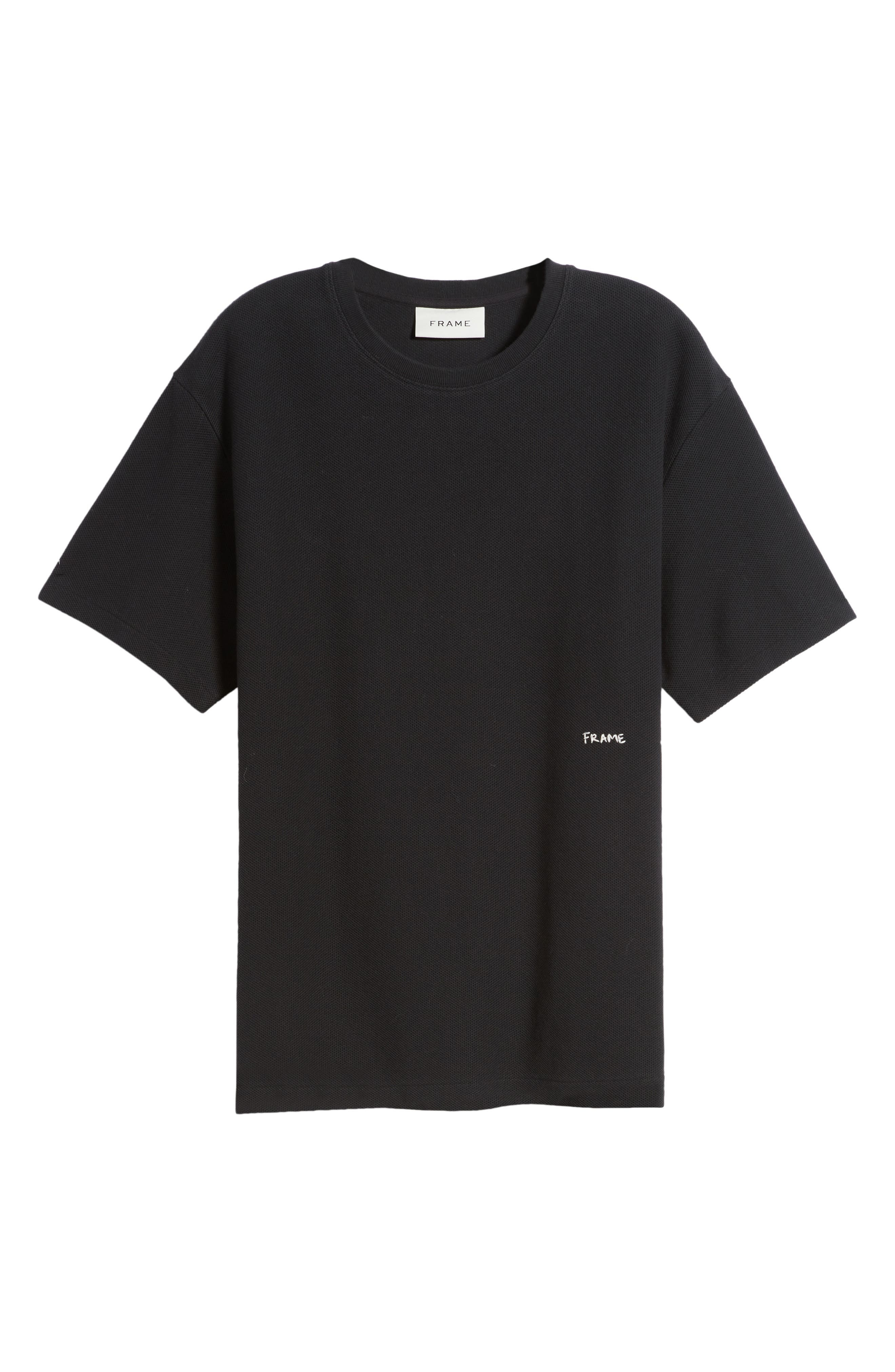FRAME Solid Jacquard Cotton T-Shirt in Black at Nordstrom - 5