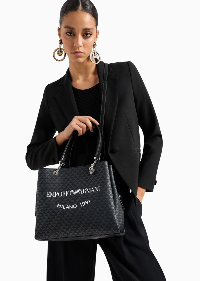 All-over eagle shopper bag with eagle charm 8