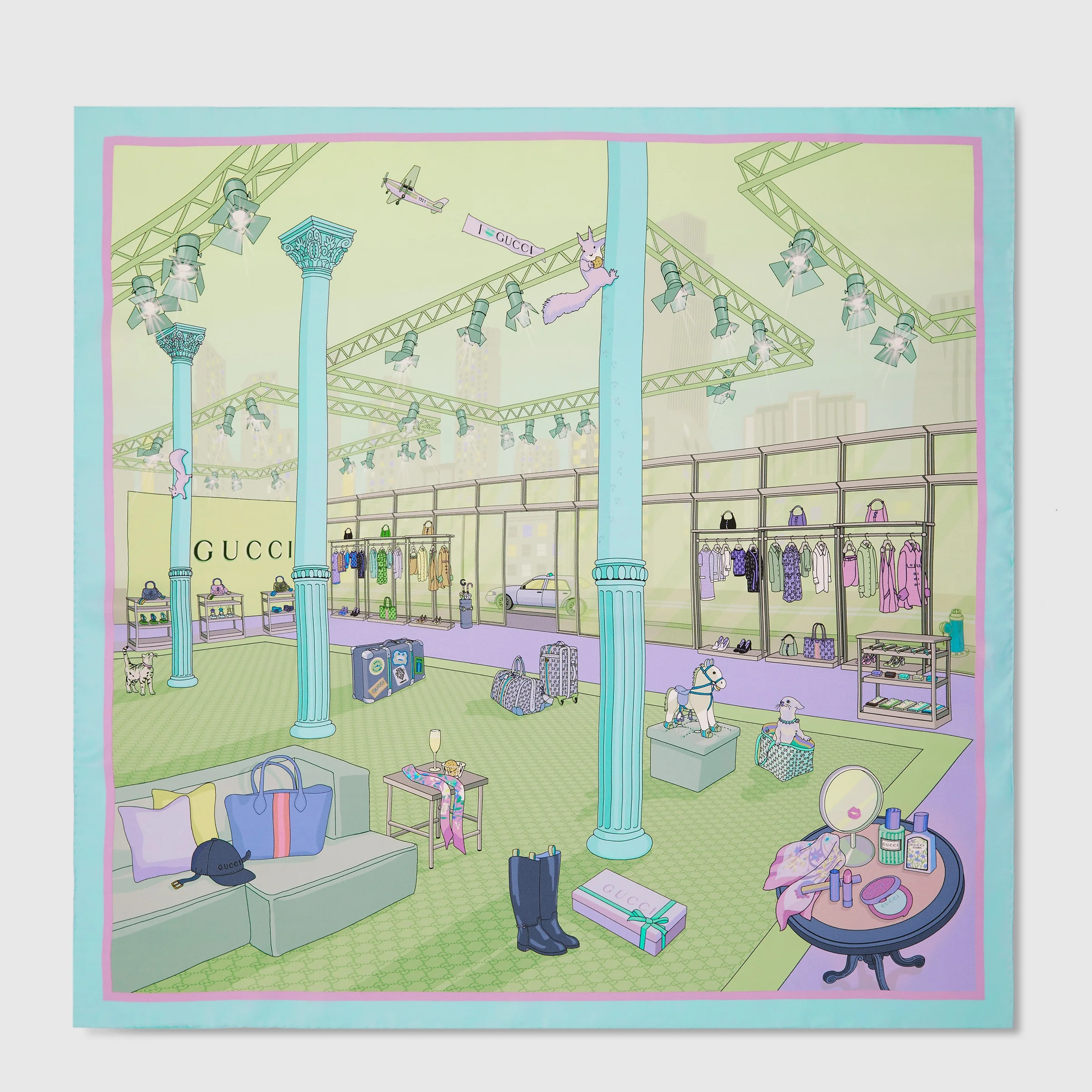 Printed silk twill carré - 1