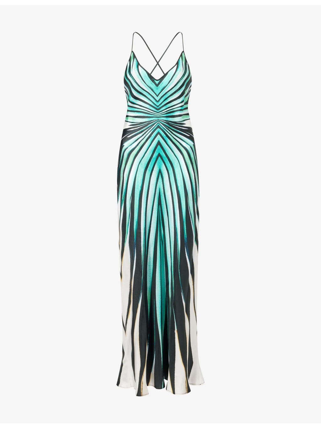 Striped Plunge Silk Maxi Dress - 1