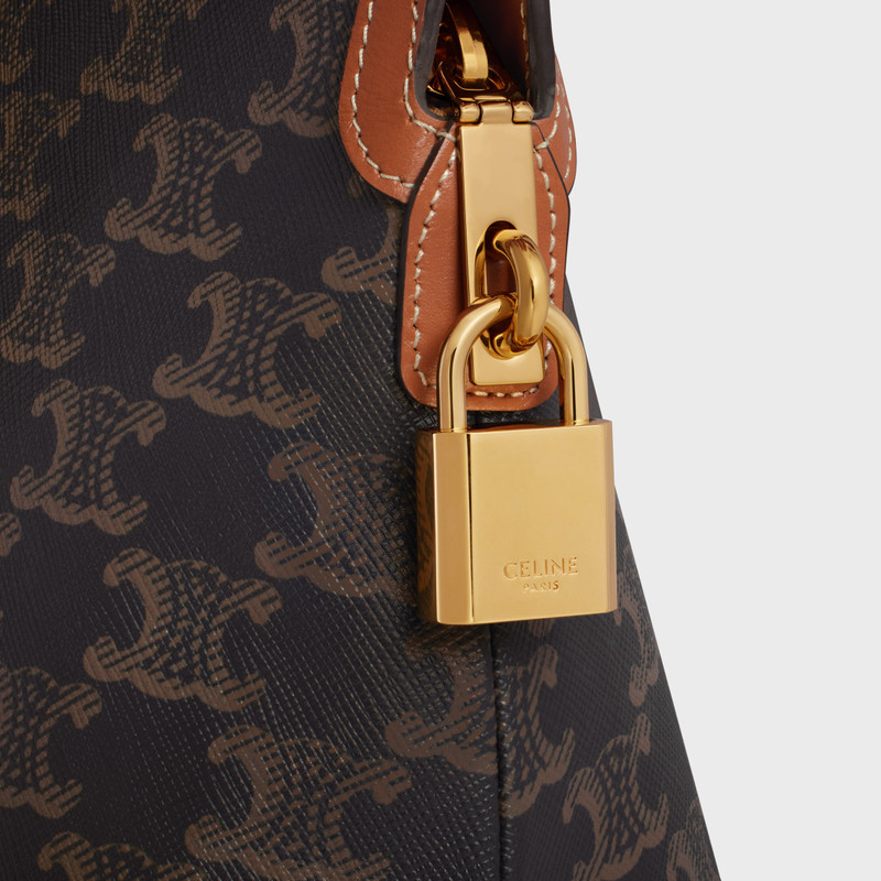 Lock Toiletry Pouch in Triomphe Canvas and Calfskin 4