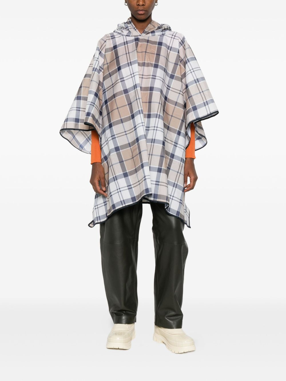 hooded chech-print scarf - 2
