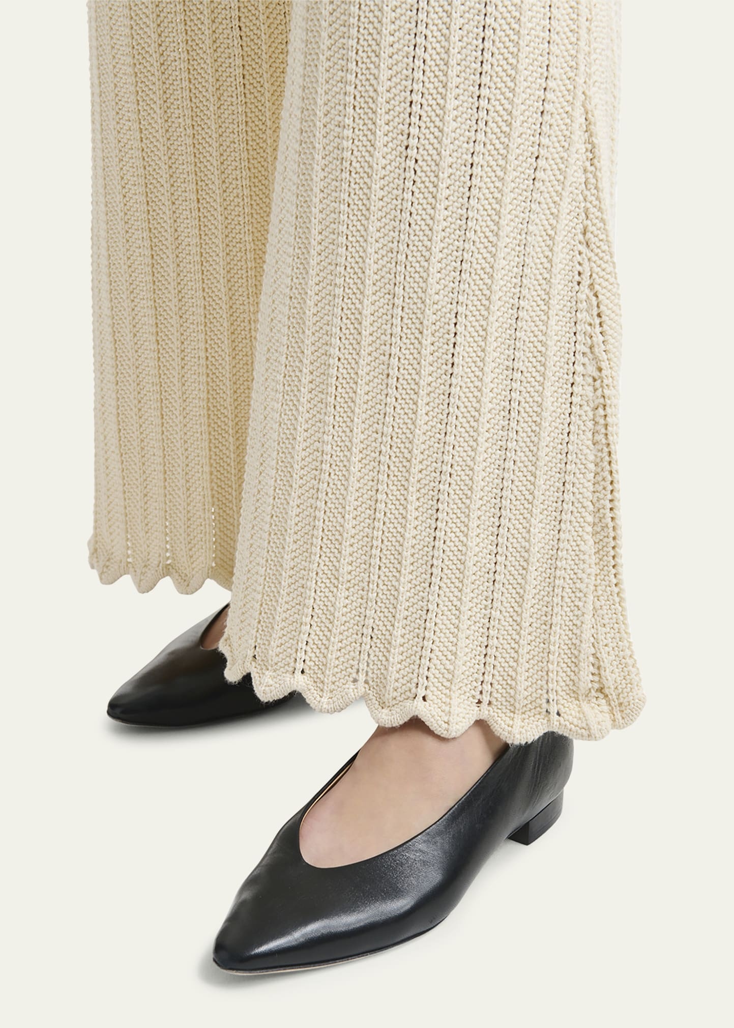 Petey Knit Scalloped Wide-Leg Pants - 5