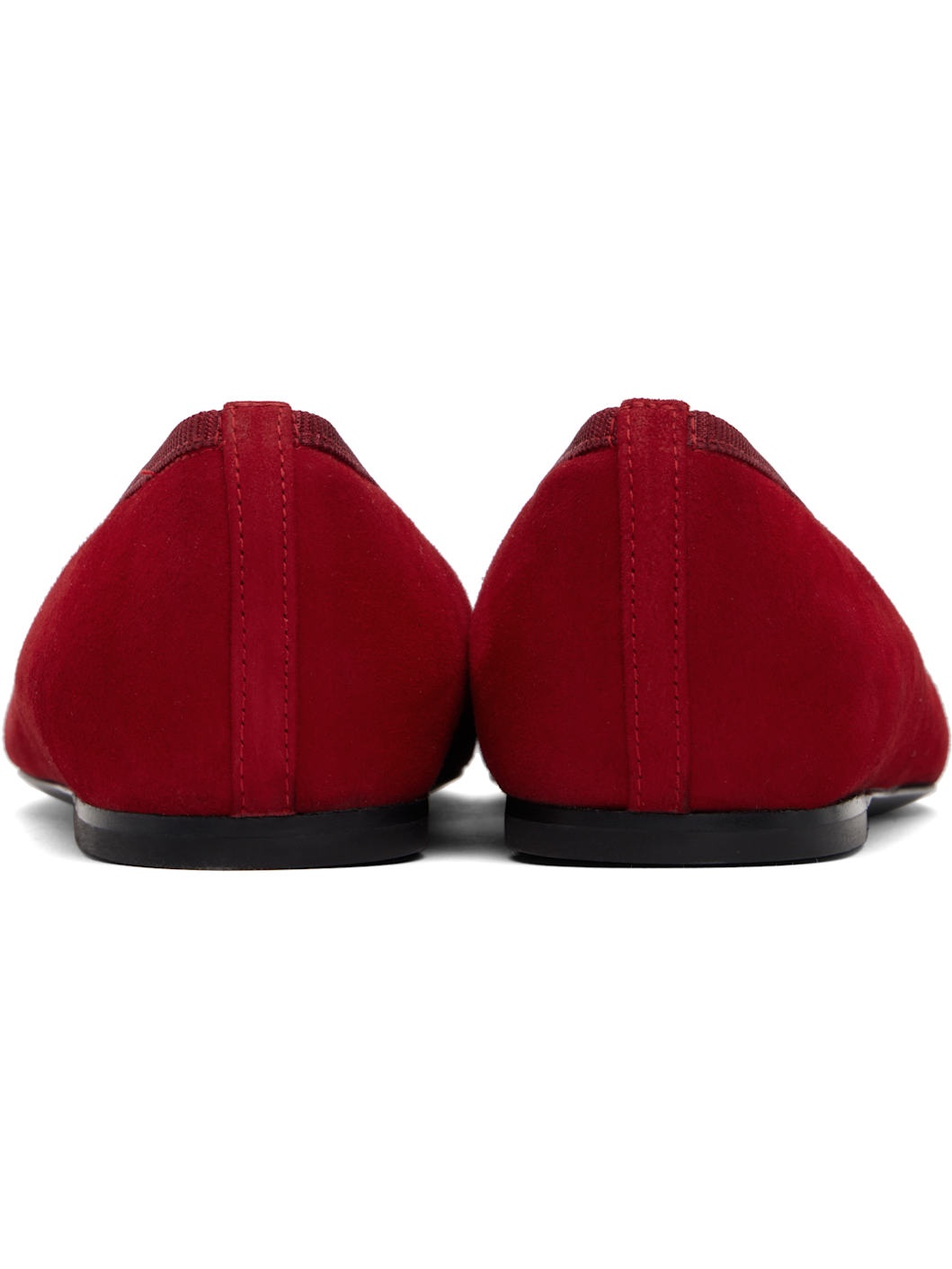 Red Minimalist Suede Ballerina Flats - 2