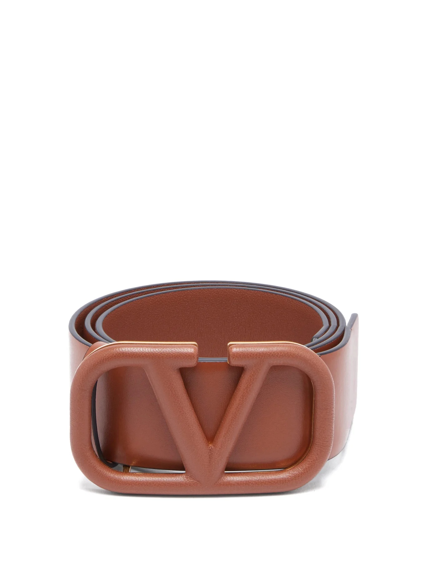 V-logo leather belt - 1