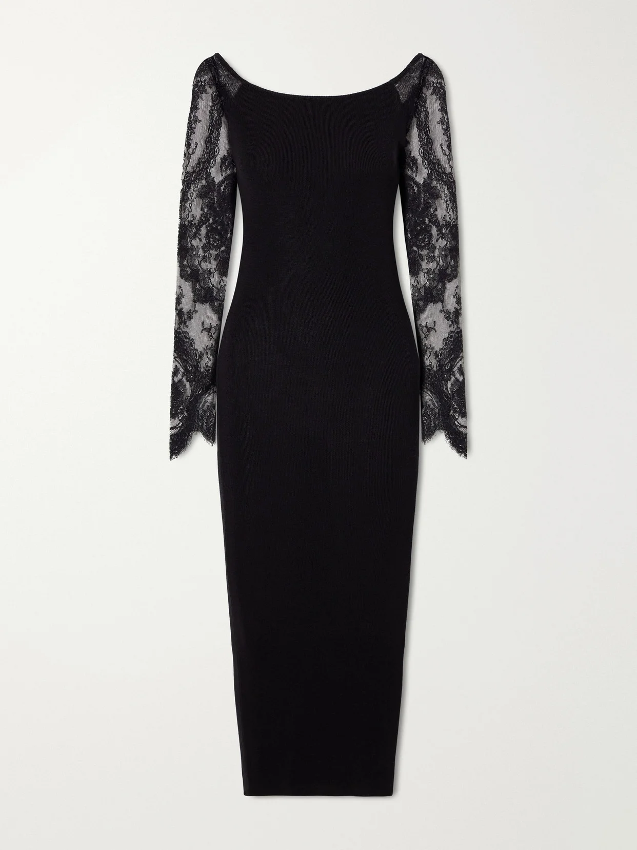 Lace-trimmed Wool-blend Midi Dress - 1