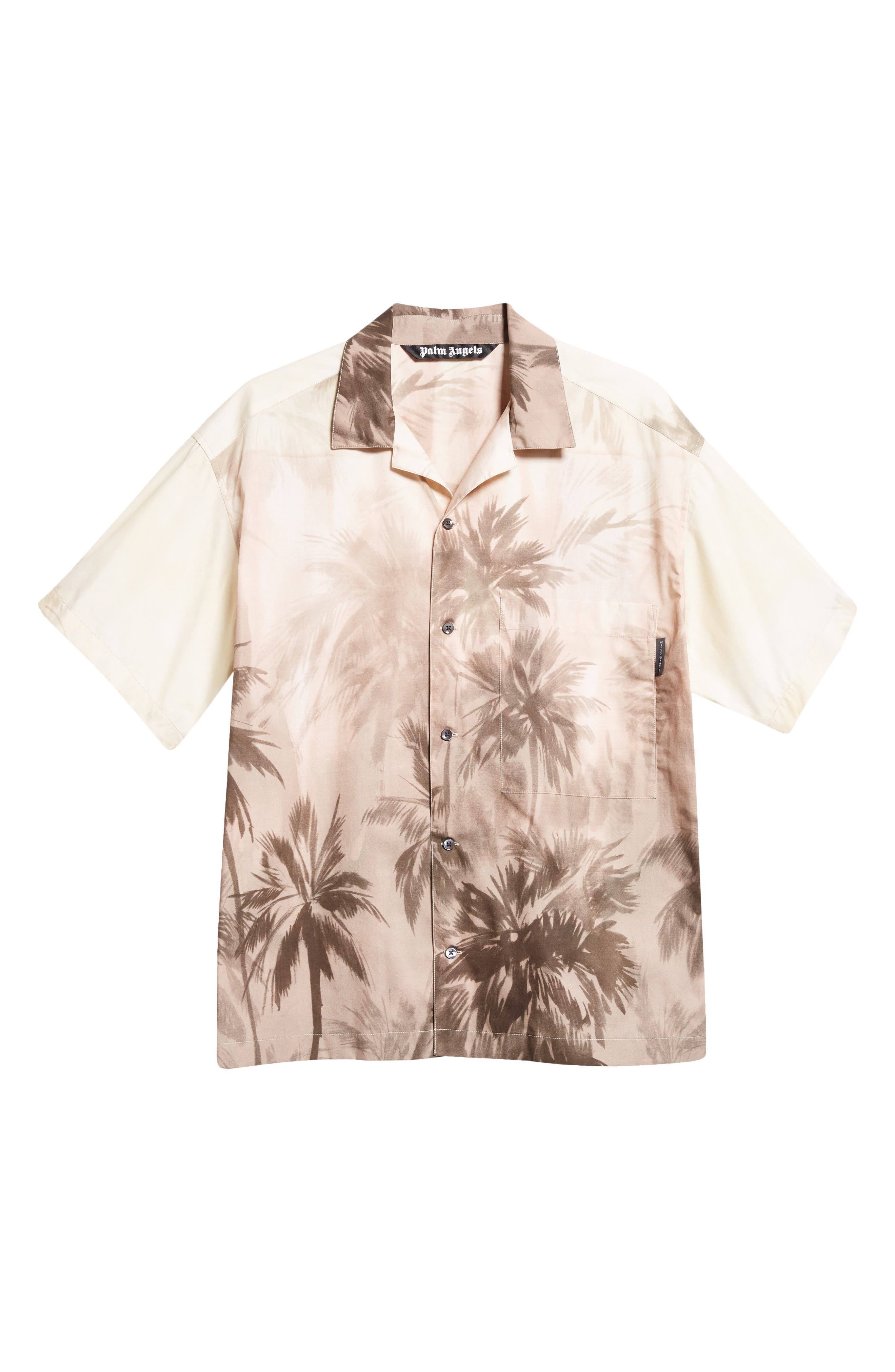 Palm Angels Sunset Palms Cotton Camp Shirt in Beige - 5
