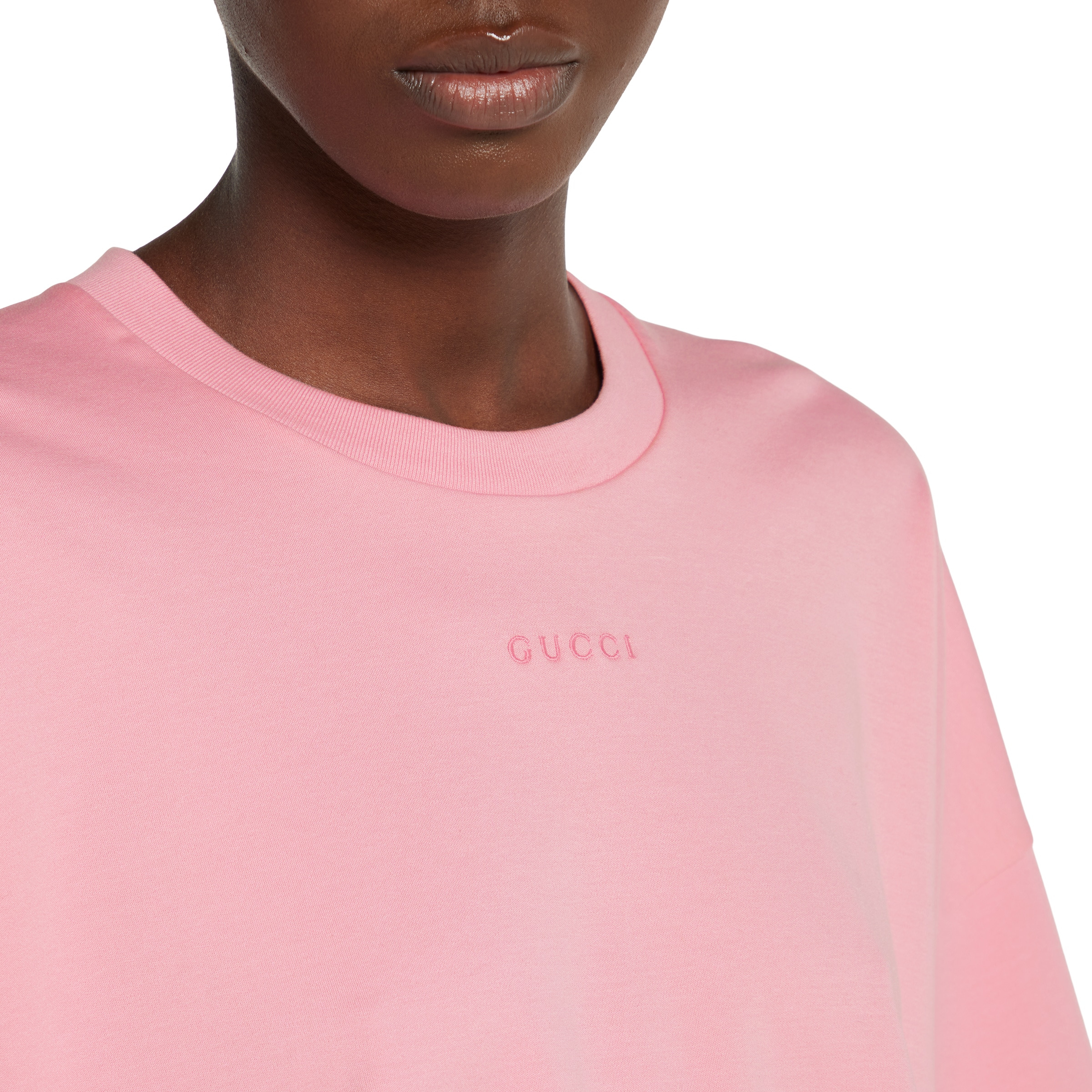 Cotton jersey maxi T-shirt with embroidery - 5