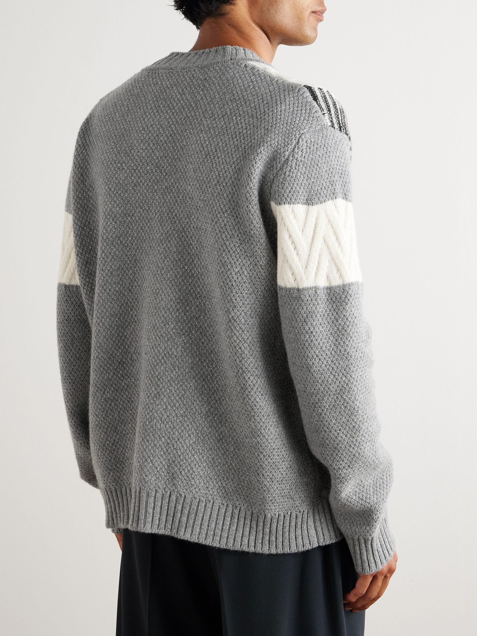 Patchwork Wool Cardigan Gray - 3
