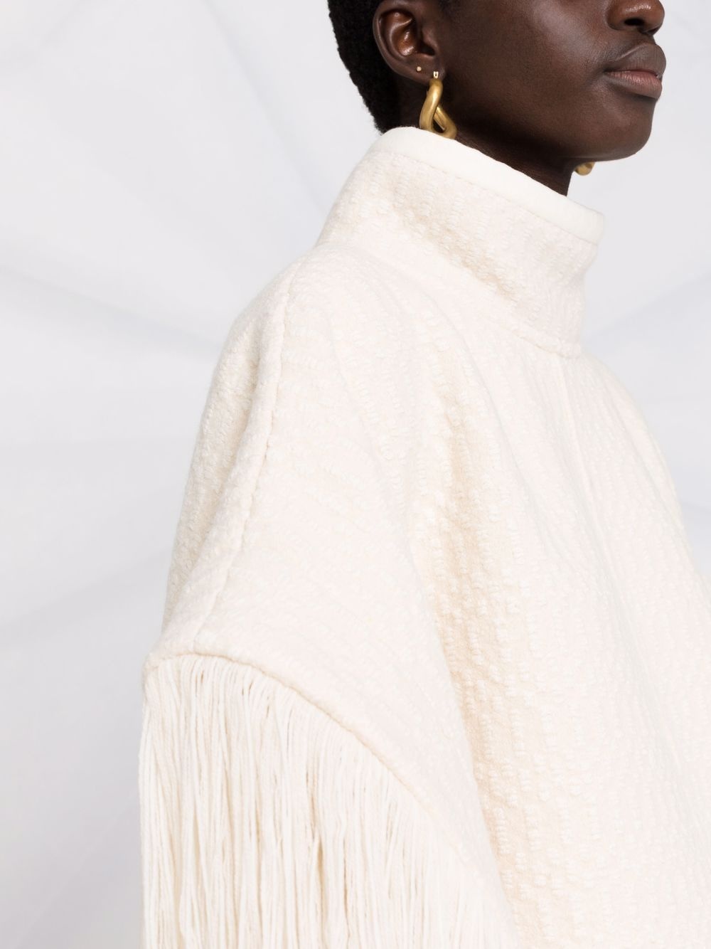 Oversize Fringe knitted cape - 3
