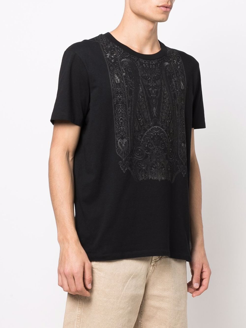 paisley-embroidered cotton T-shirt - 3