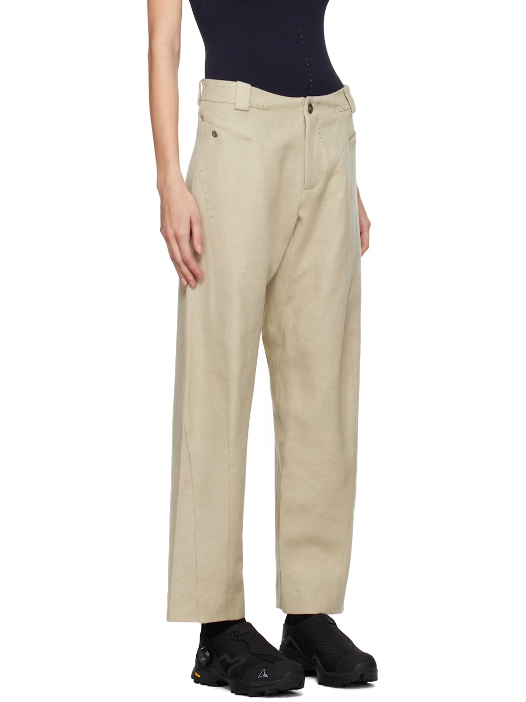 Beige Bent Trousers - 2