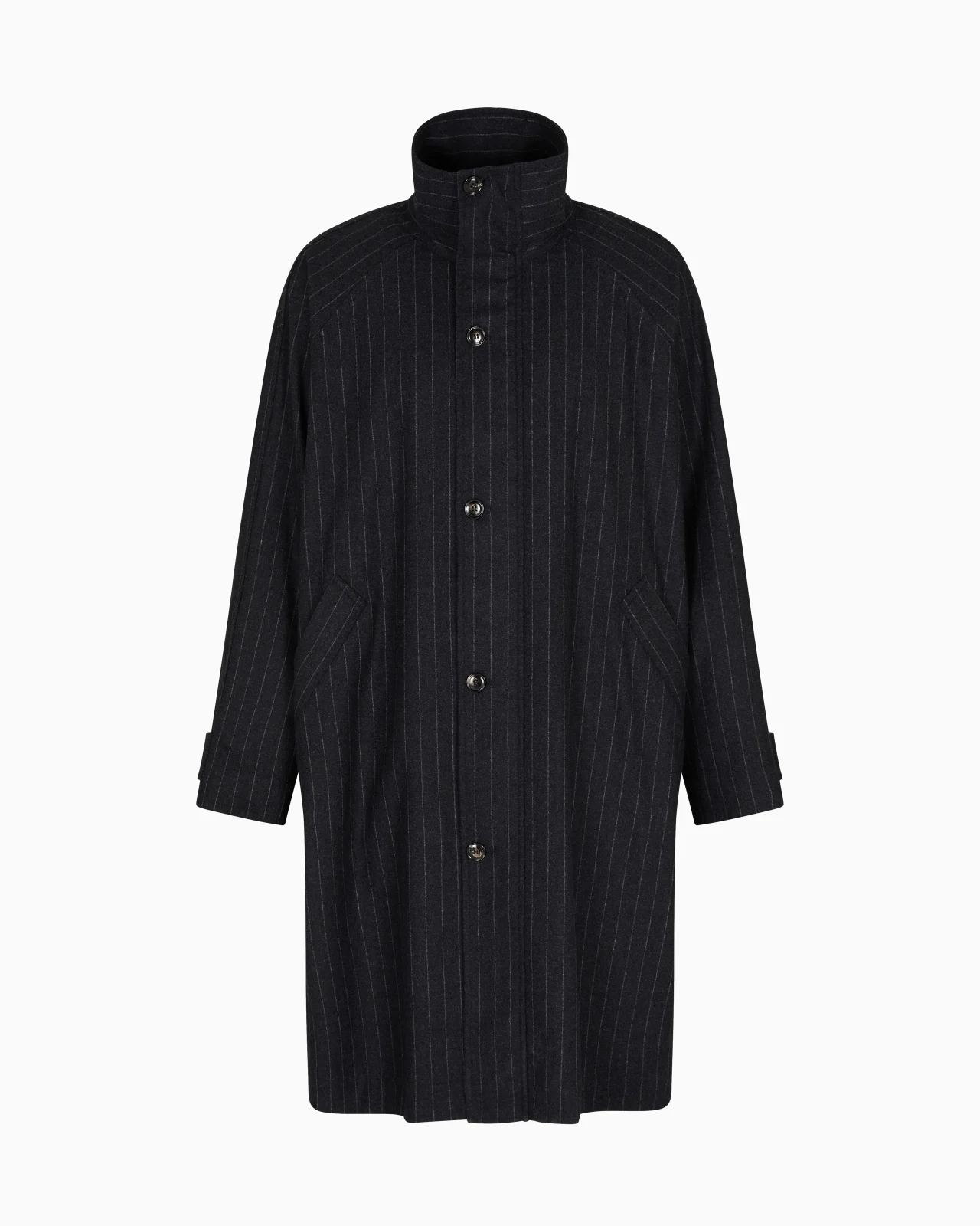 PINSTRIPED CASHMERE AND WOOL-BLEND COAT - 1