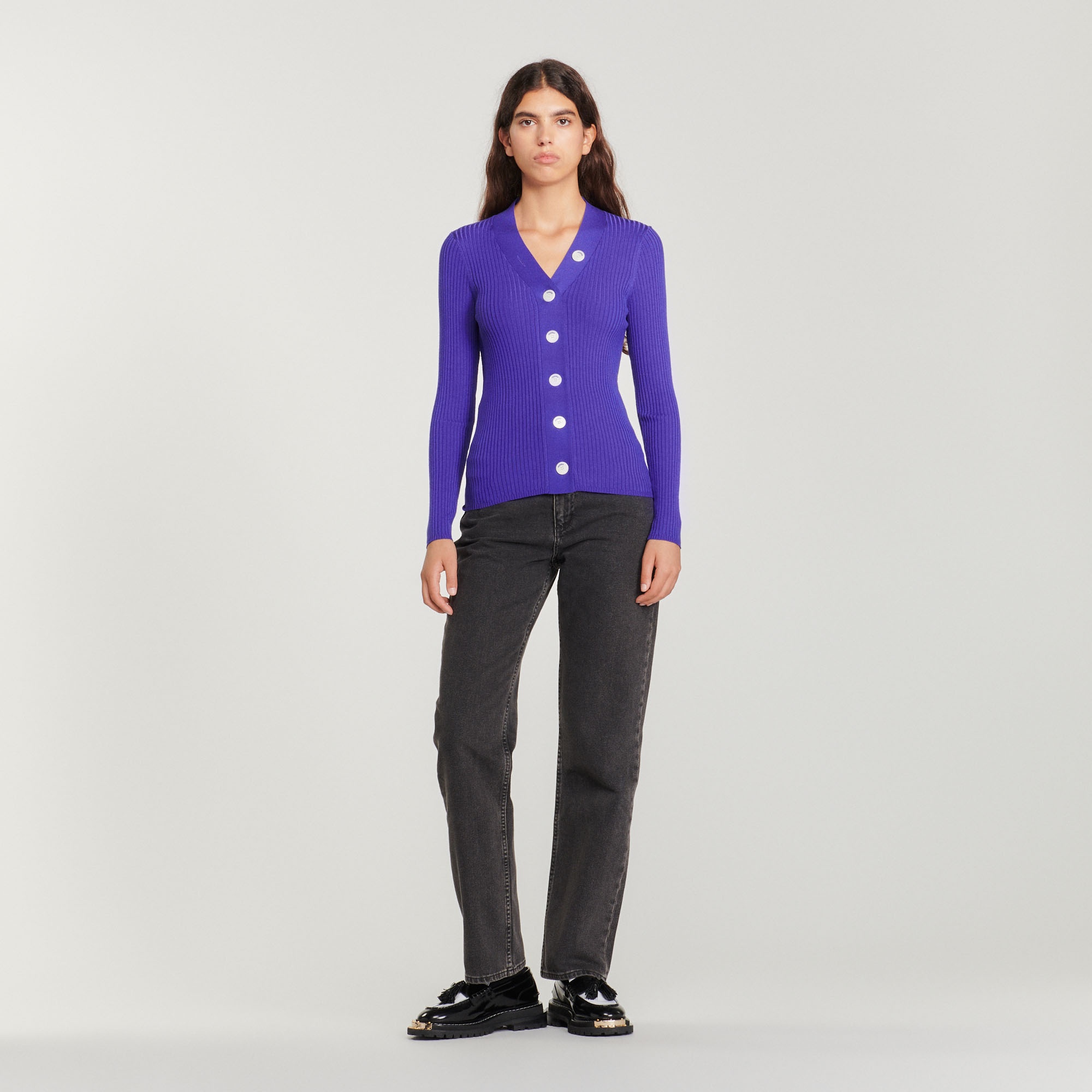 Fine ribbed knit cardigan - 3