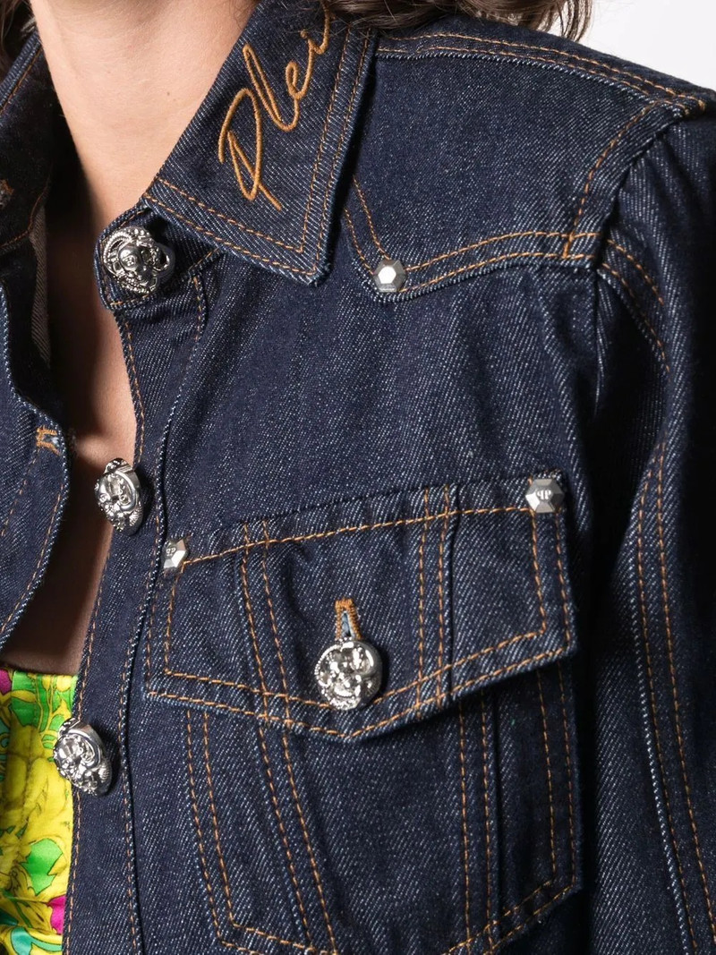 Chains cropped denim jacket 5