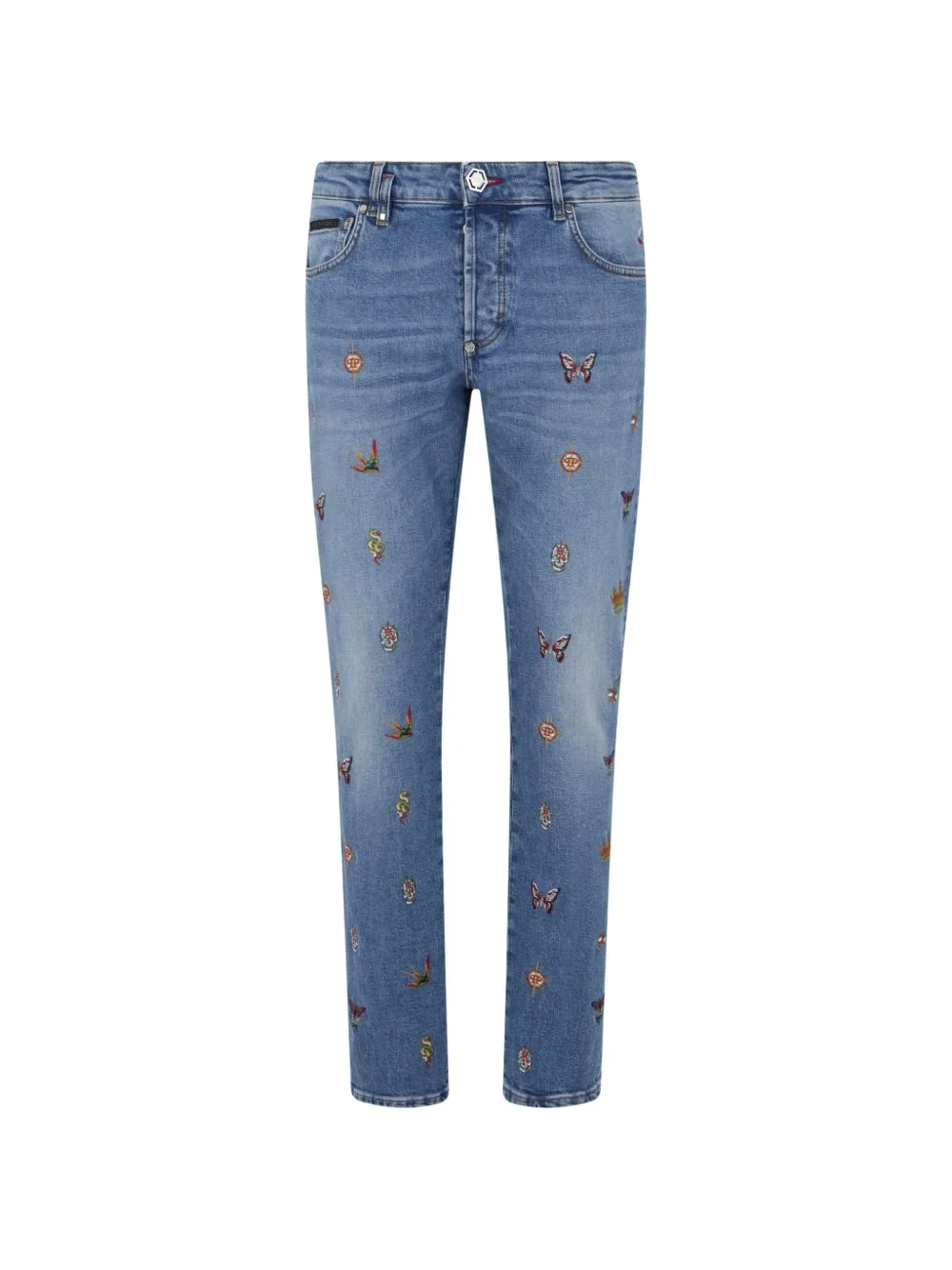 embroidered straight jeans - 1