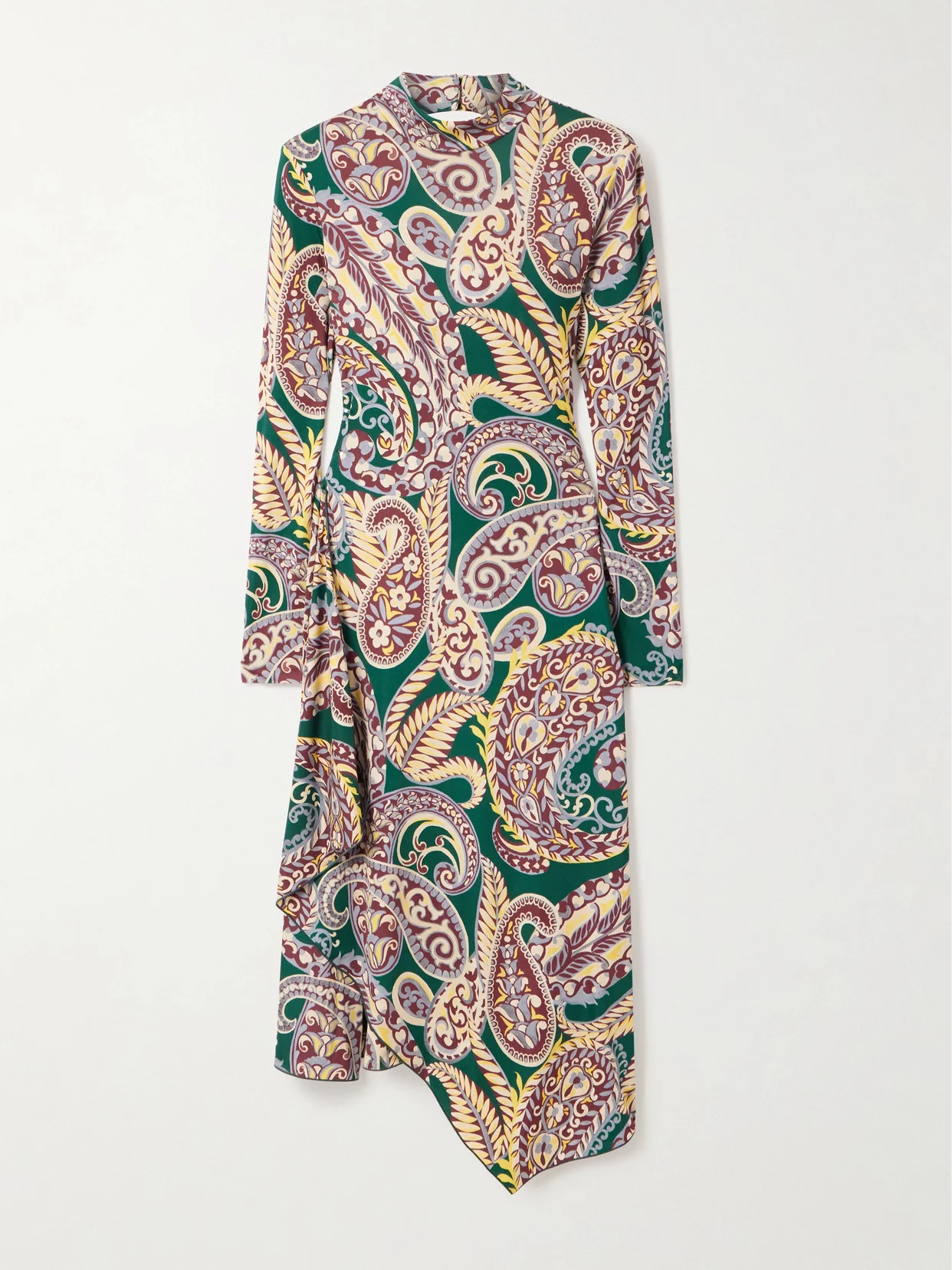 Asymmetric Open-back Paisley-print Stretch-jersey Dress - 1