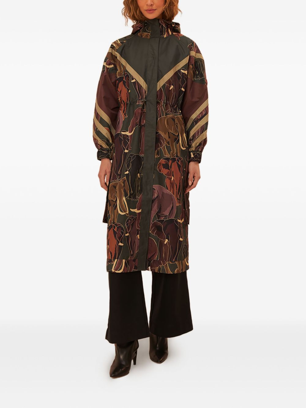 elephant-print hooded coat - 2